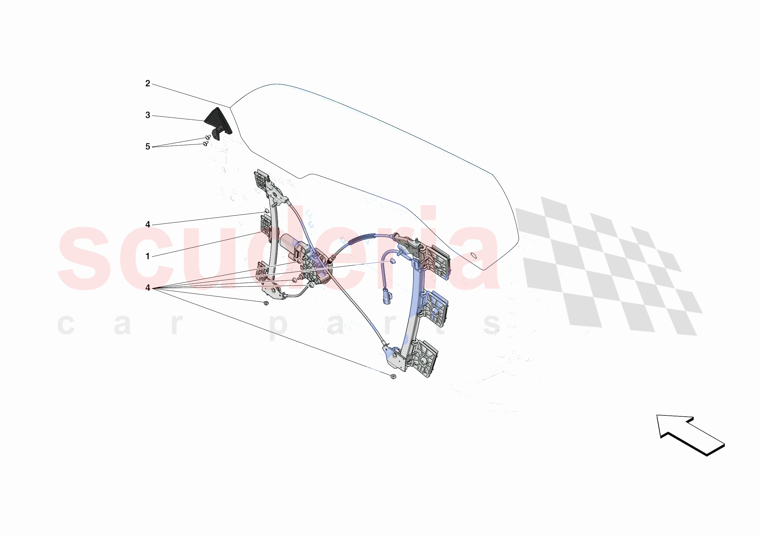 DOORS - WINDOW AND WINDOW LIFTER of Ferrari Ferrari 488 Pista Spider USA
