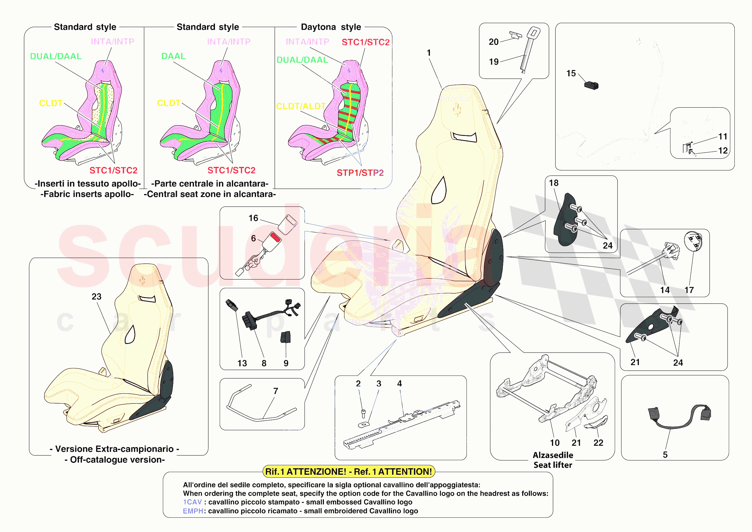 FRONT SEATS - RACING SEAT of Ferrari Ferrari 488 Pista Spider USA