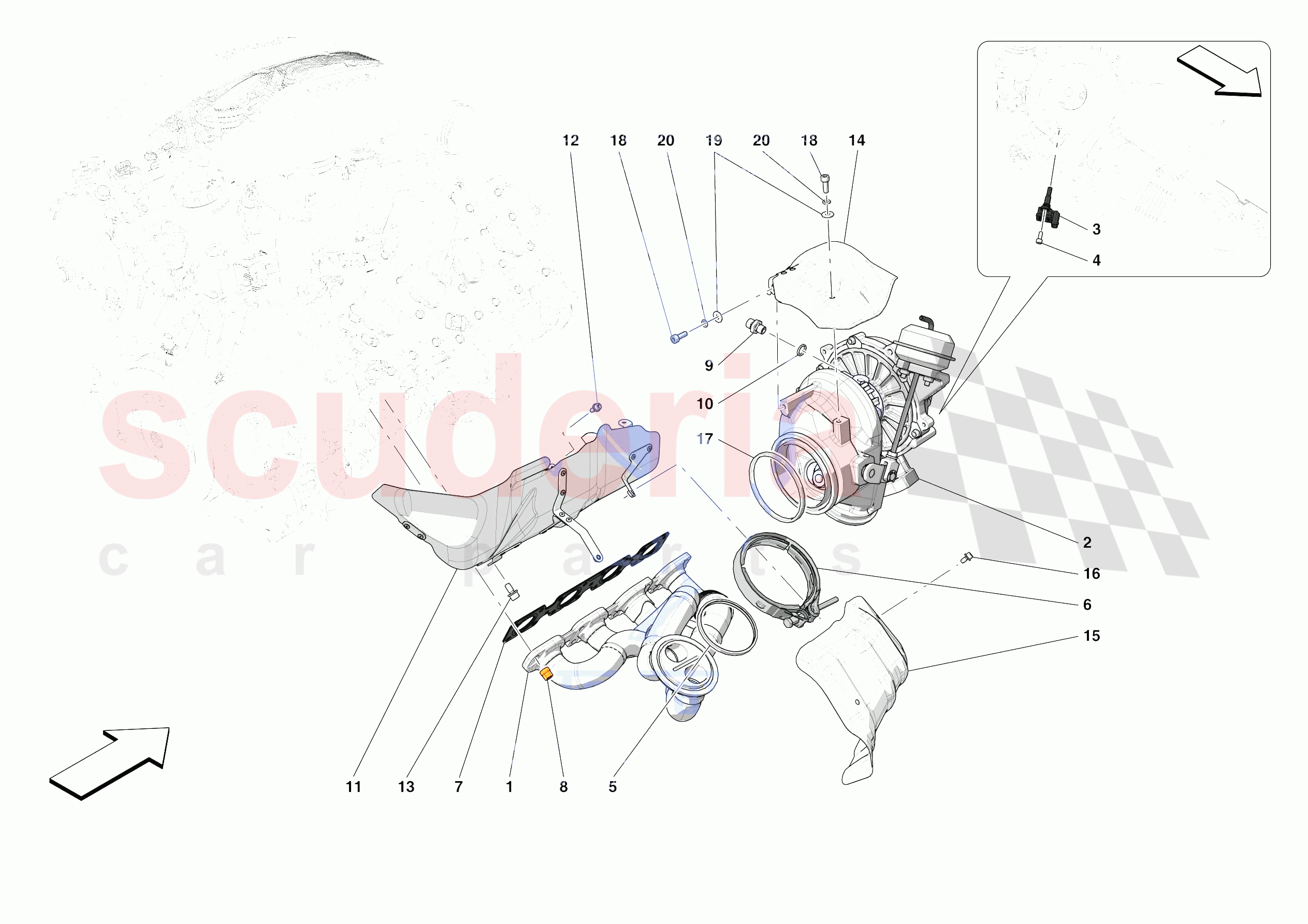 FORCED INDUCTION SYSTEM TURBOCHARGERS AND MOUNTS of Ferrari Ferrari 488 Pista USA