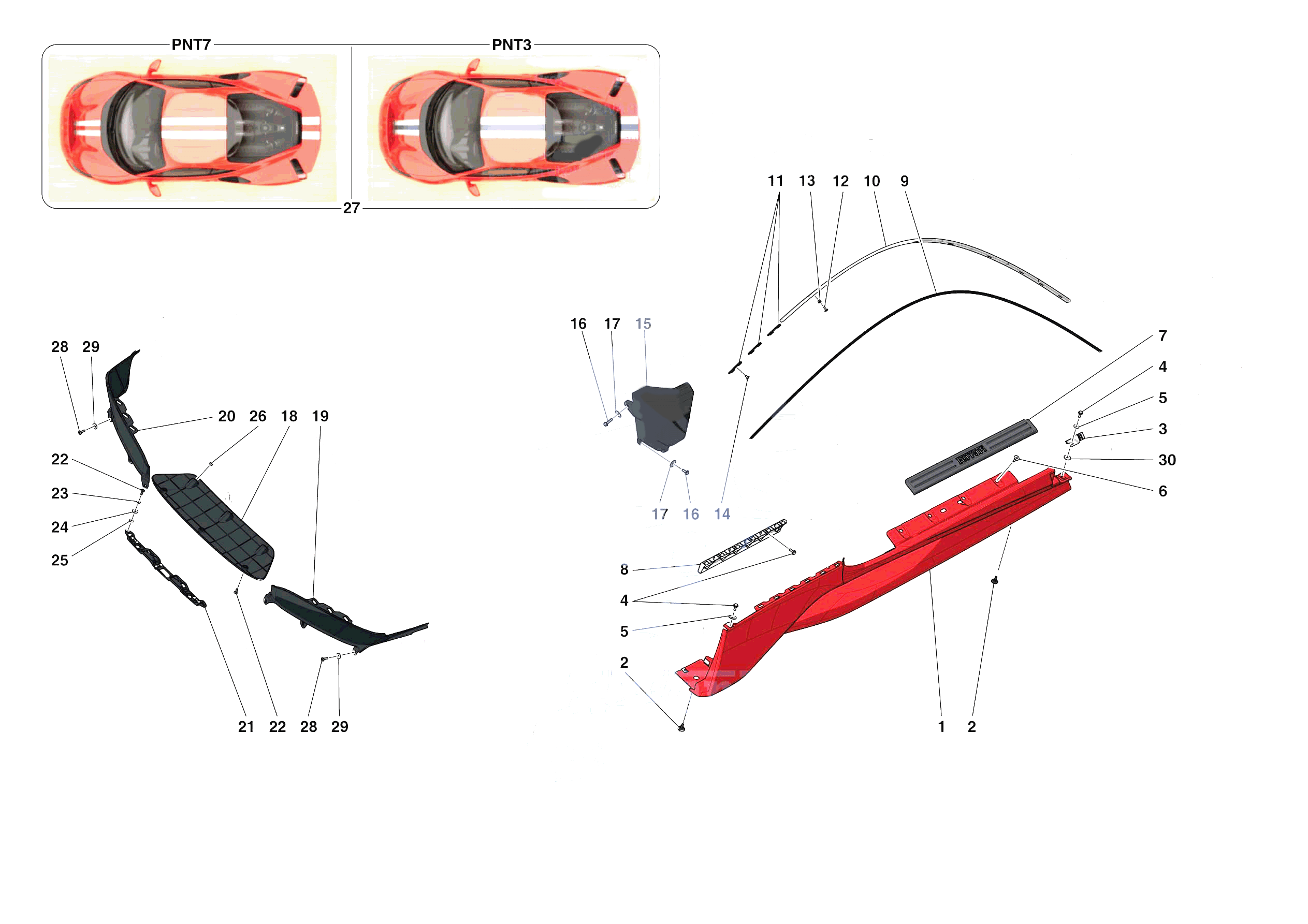 EXTERNAL LATERAL TRIM of Ferrari Ferrari 488 Pista USA