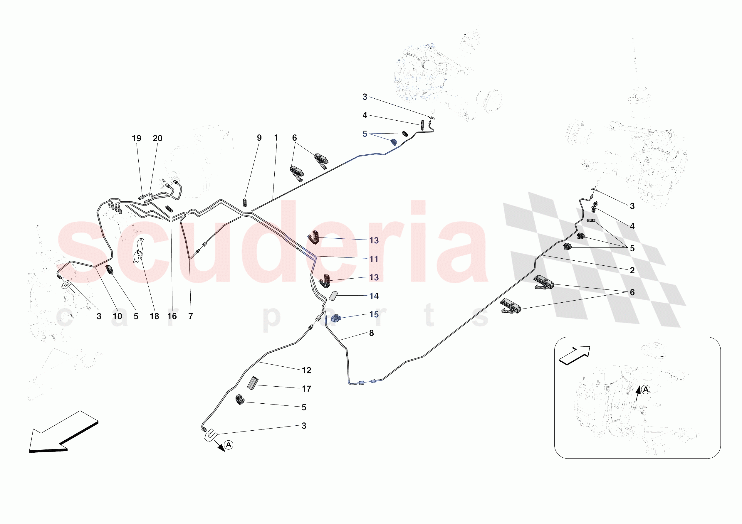 HYDRAULIC BRAKE CONTROL PIPES -APPLICABLE FOR RHD- of Ferrari Ferrari 812 Competizione A Europe
