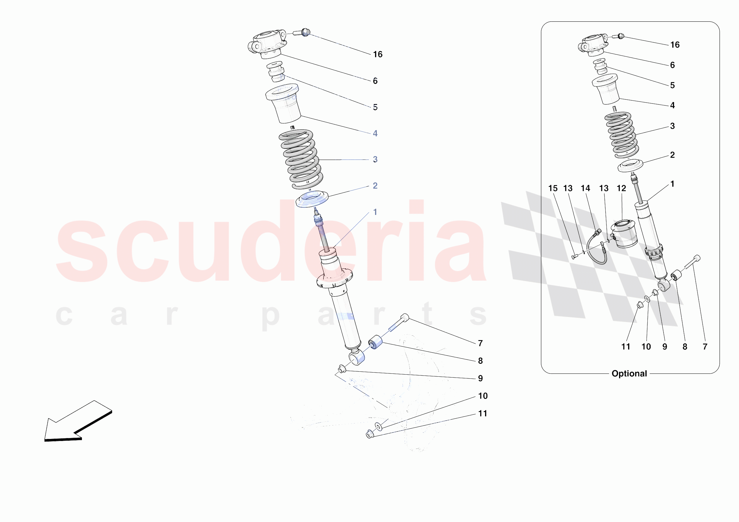 FRONT SUSPENSION - SHOCK ABSORBERS of Ferrari Ferrari 812 Competizione A Europe