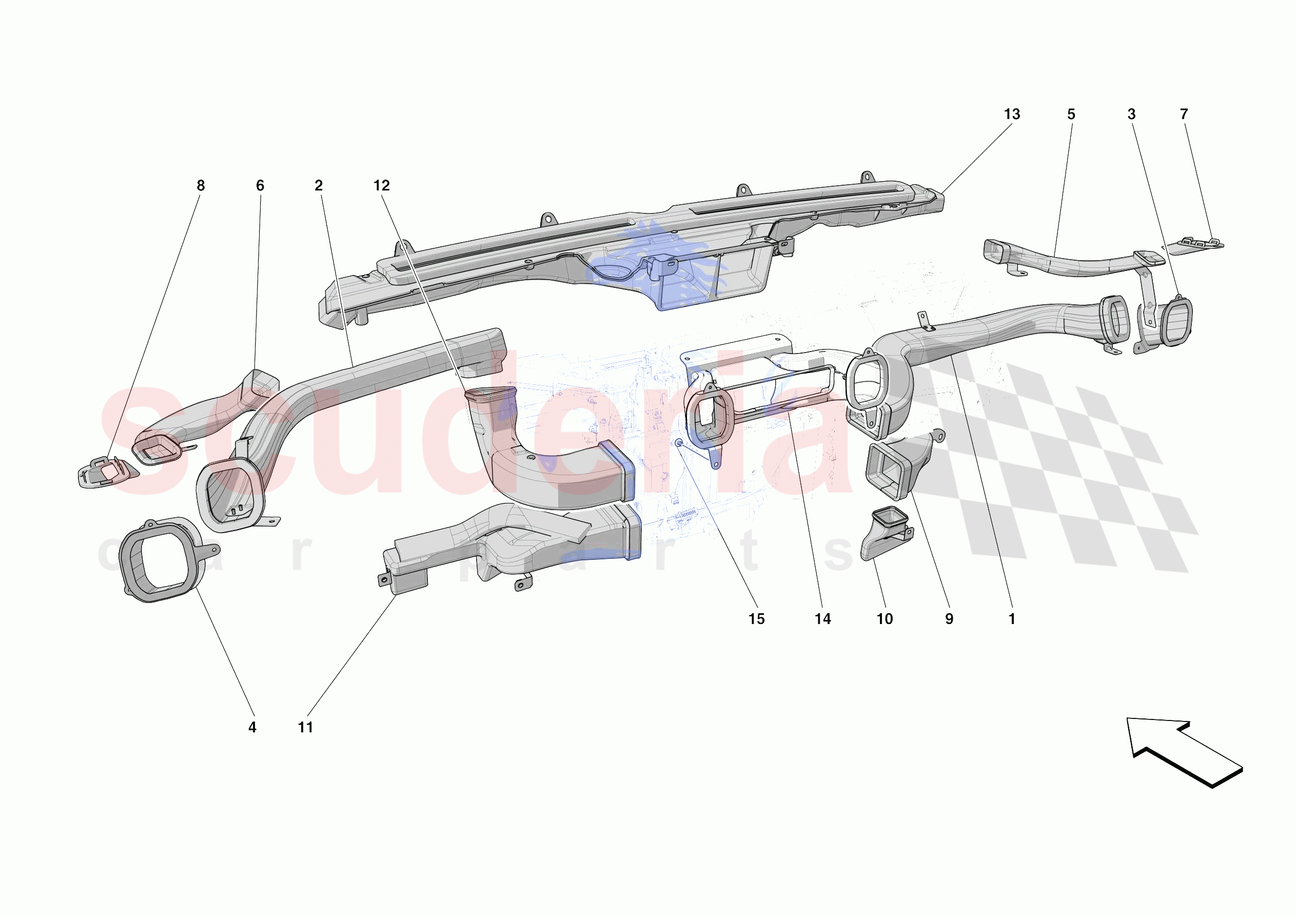 DASHBOARD - DUCTS -NOT FOR RHD- of Ferrari Ferrari 812 Competizione A Europe