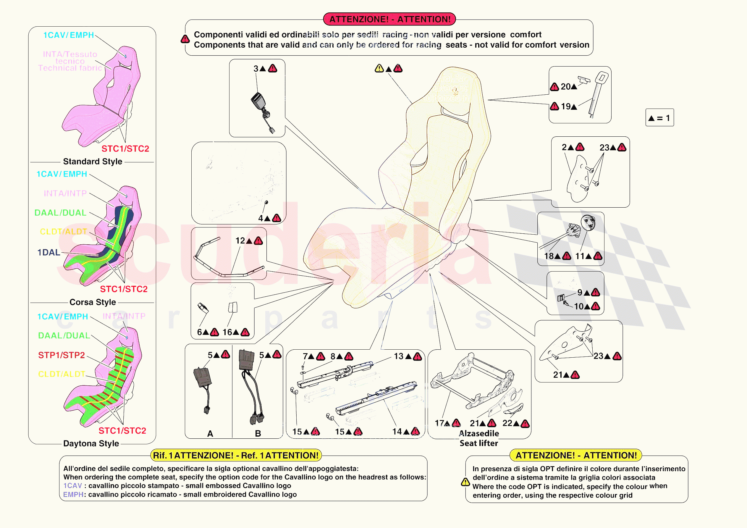 FRONT SEATS - RACING SEAT of Ferrari Ferrari 812 Competizione A Europe