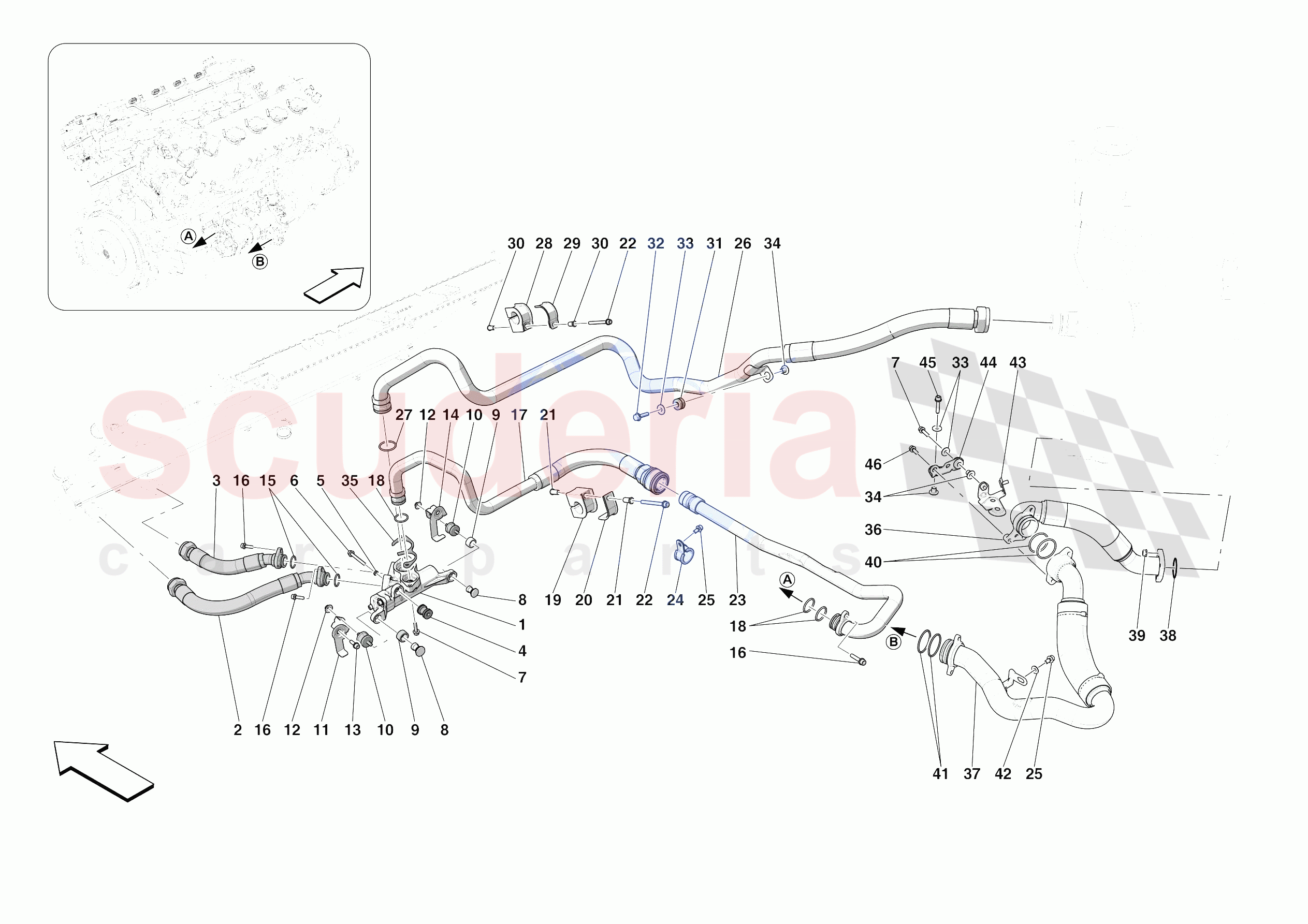 OIL PIPES AND ENGINE OIL LEVEL SENSOR of Ferrari Ferrari 812 Competizione A Europe RH