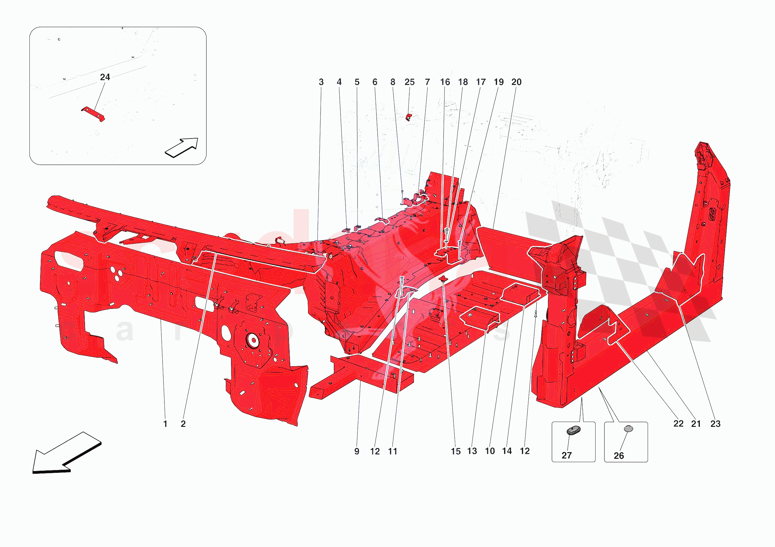 STRUCTURES AND ELEMENTS, CENTRE OF VEHICLE of Ferrari Ferrari 812 Competizione A USA