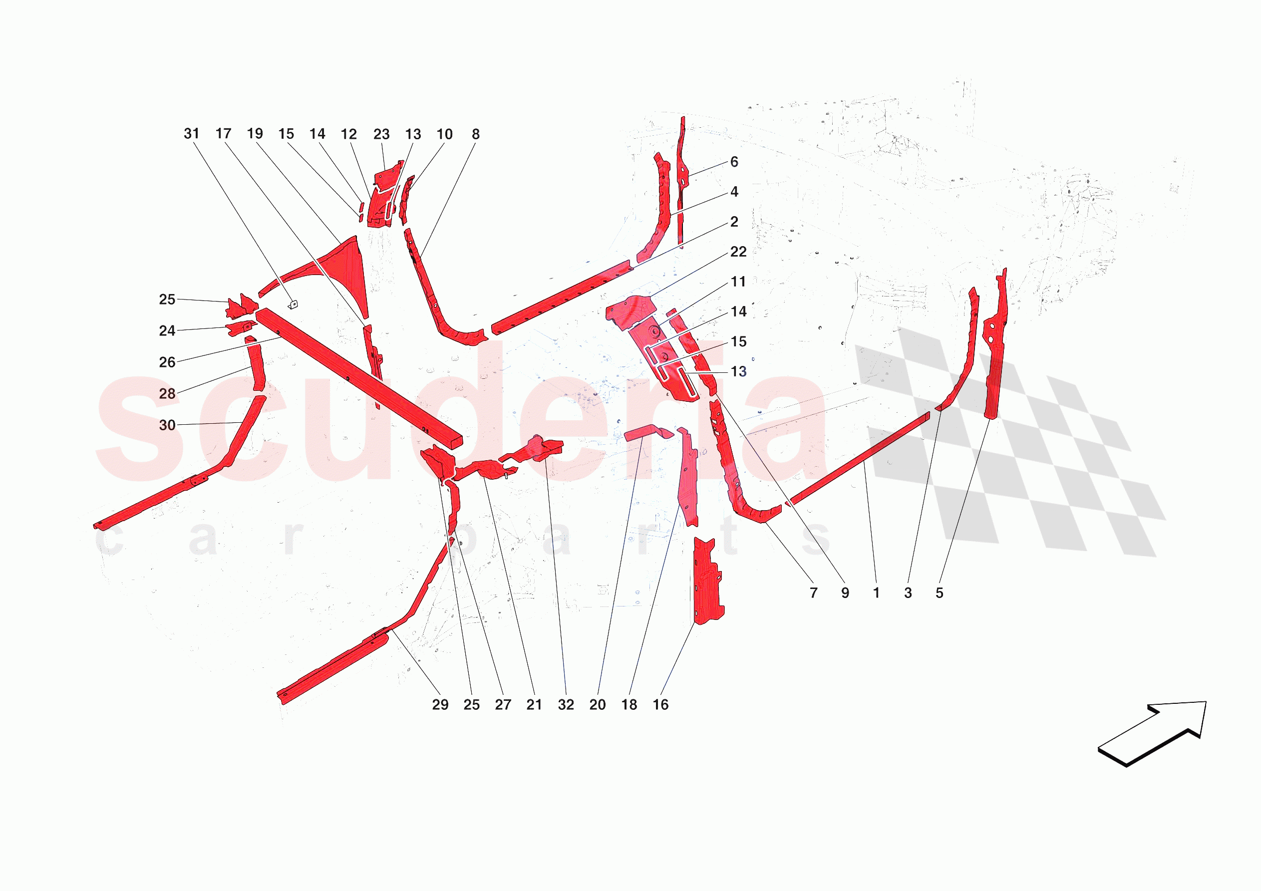 LATERAL SUBSTRUCTURE of Ferrari Ferrari 812 Competizione A USA