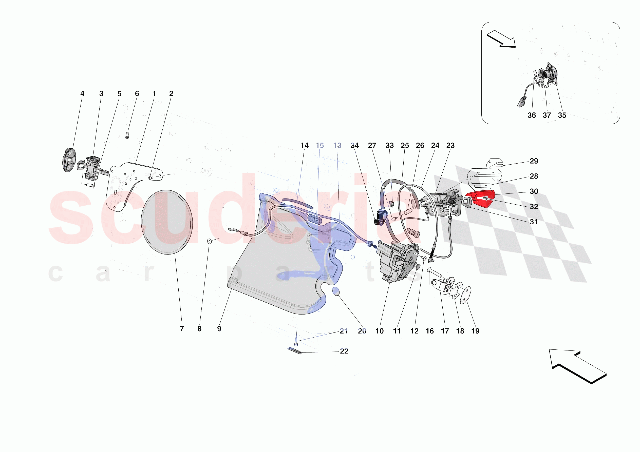 DOORS - OPENING MECHANISMS AND HINGES of Ferrari Ferrari 812 Competizione A USA