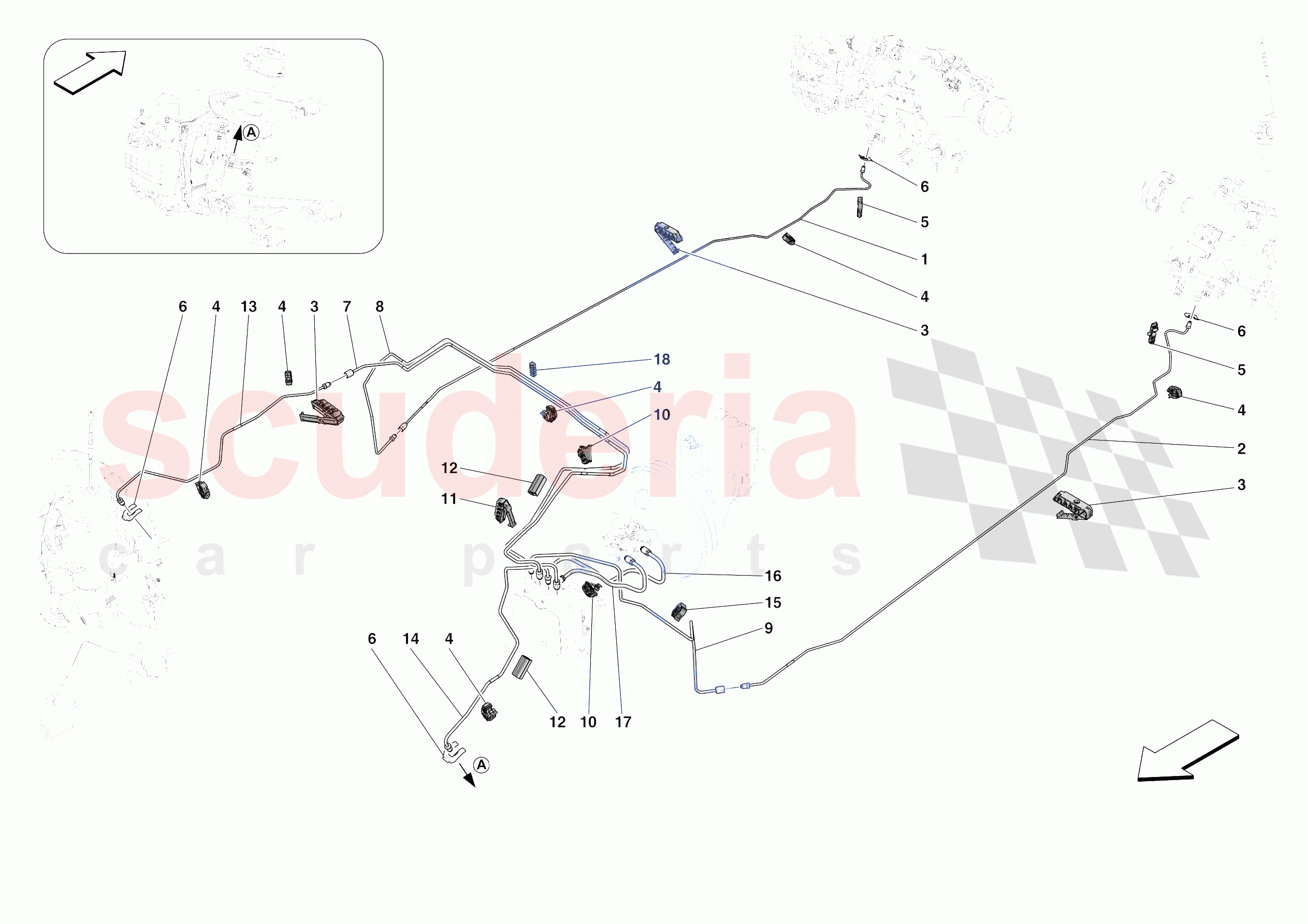 HYDRAULIC BRAKE CONTROL PIPES -NOT FOR RHD- of Ferrari Ferrari 812 Competizione Europe