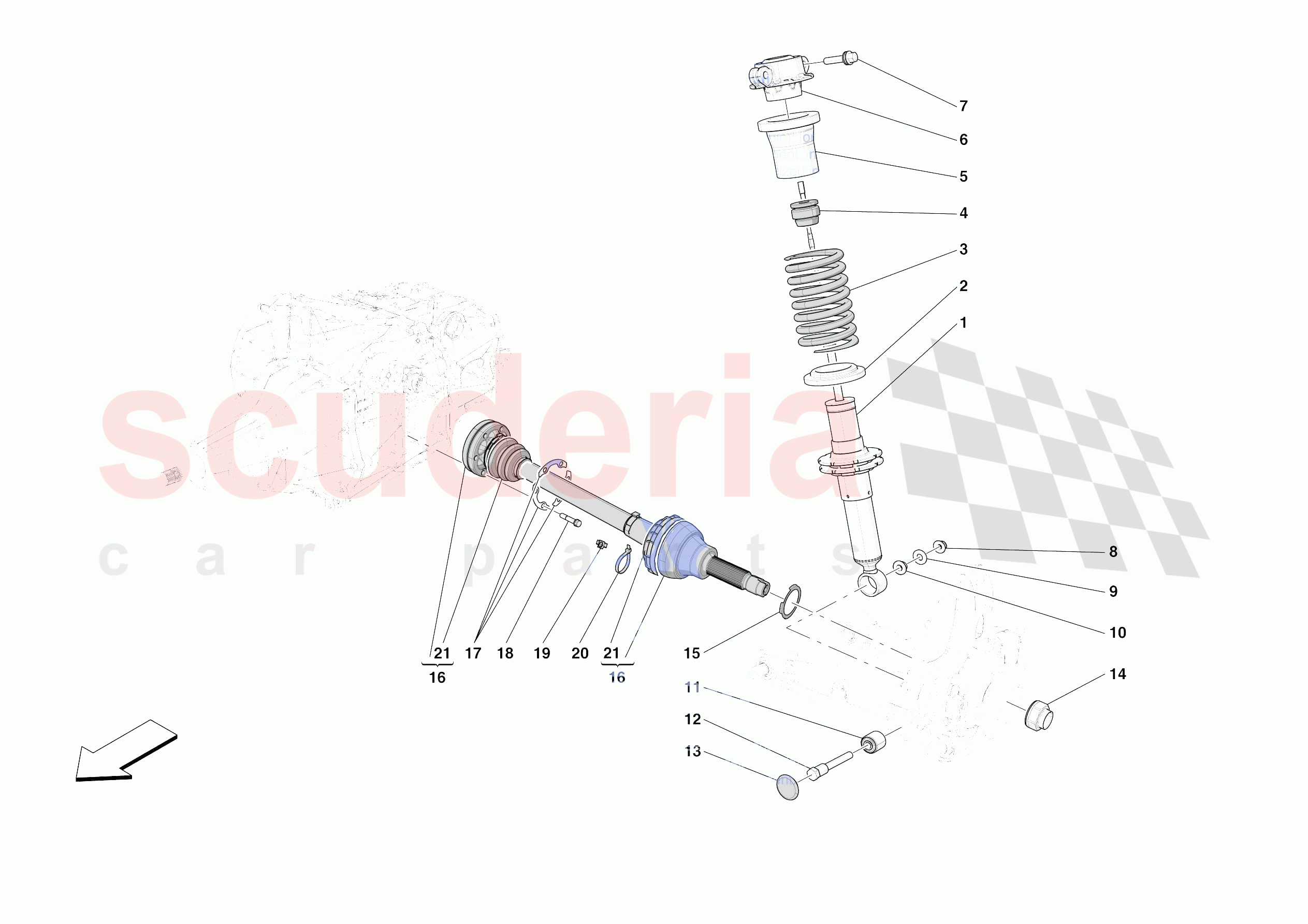 REAR SUSPENSION - SHOCK ABSORBERS of Ferrari Ferrari 812 Competizione Europe