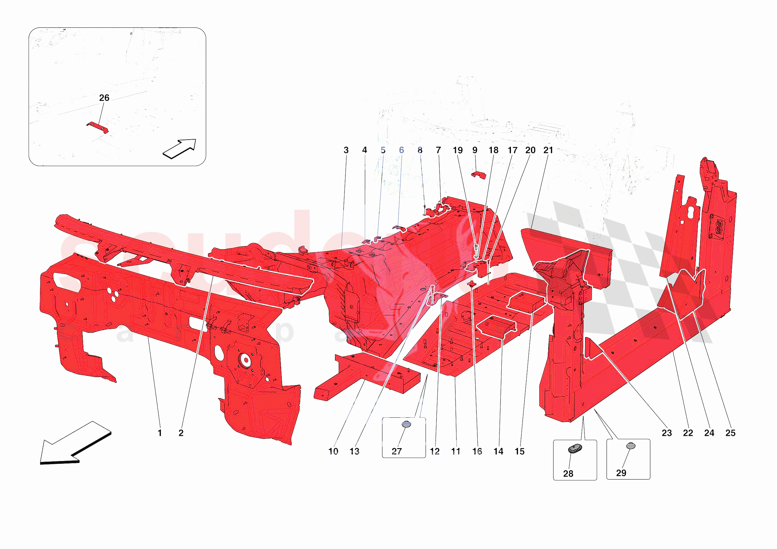STRUCTURES AND ELEMENTS, CENTRE OF VEHICLE of Ferrari Ferrari 812 Competizione Europe