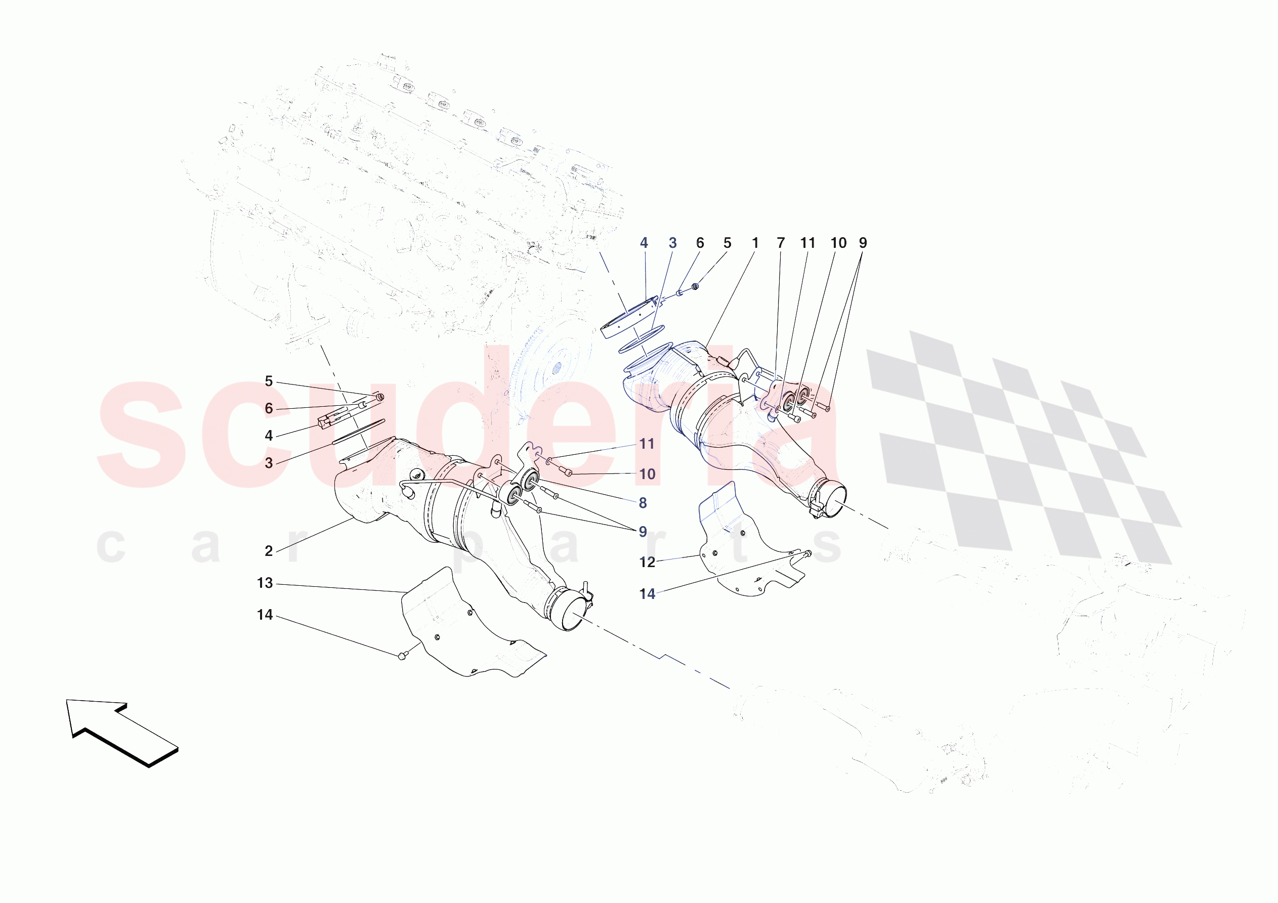 EXHAUST SYSTEM - FRONT SECTION of Ferrari Ferrari Daytona SP3 Europe