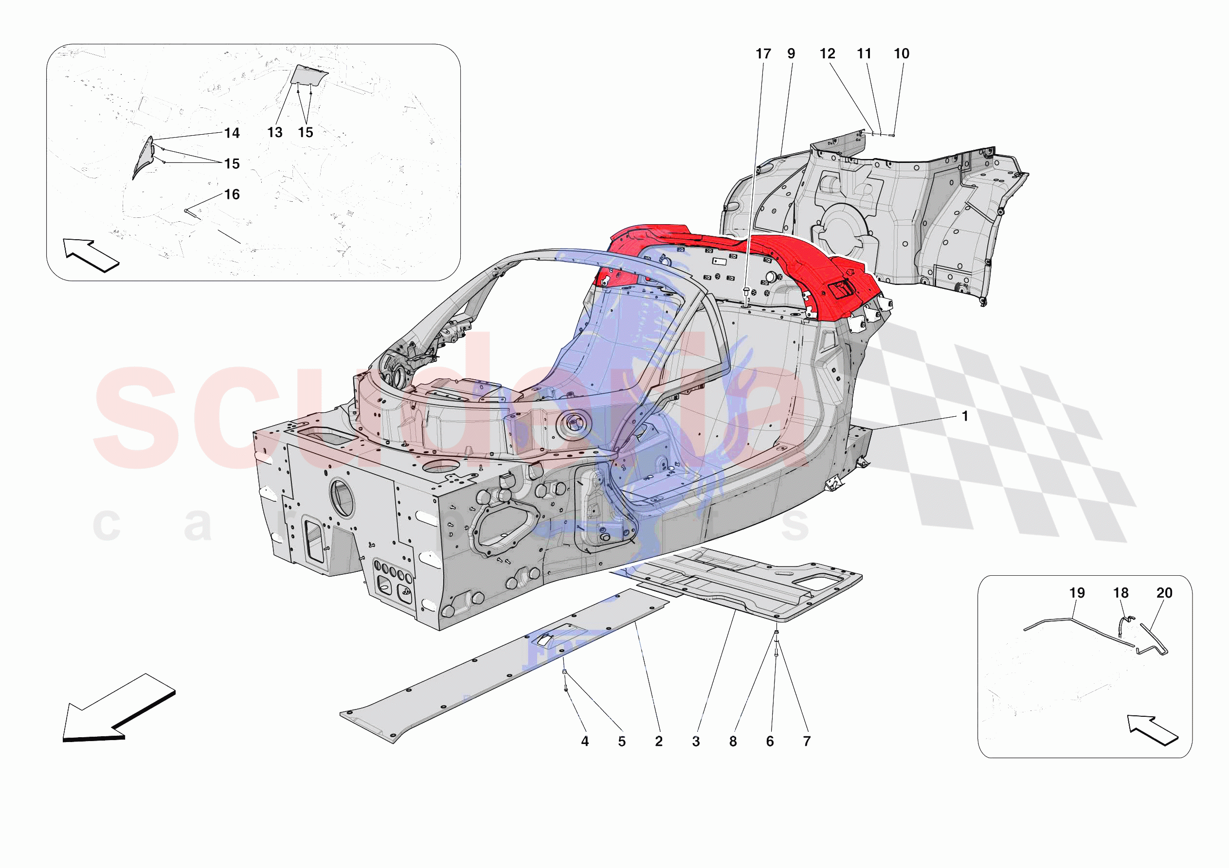 STRUCTURES AND ELEMENTS, CENTRE OF VEHICLE of Ferrari Ferrari Daytona SP3 USA