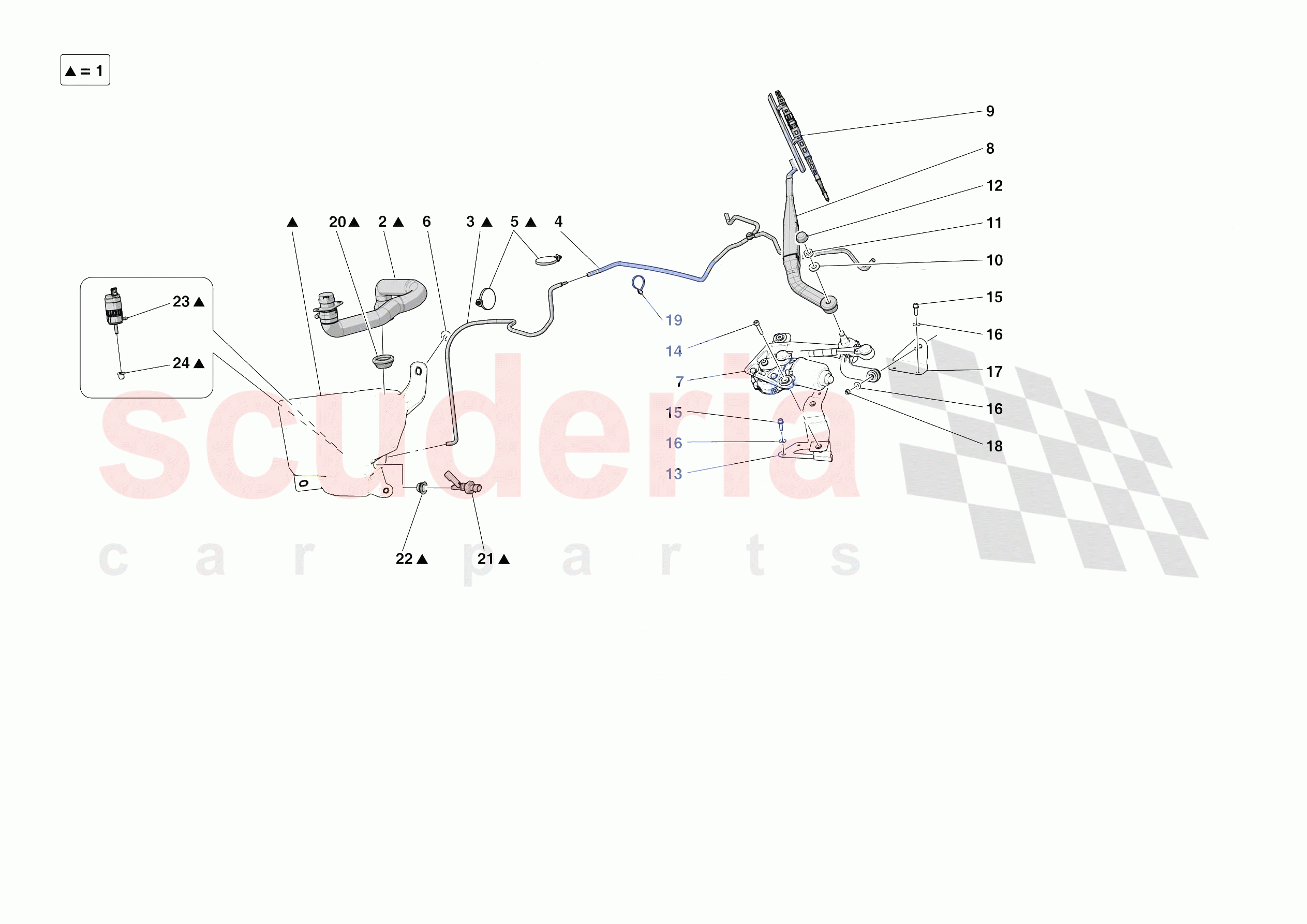 WIPERS AND HEADLAMP WASHERS of Ferrari Ferrari Daytona SP3 USA