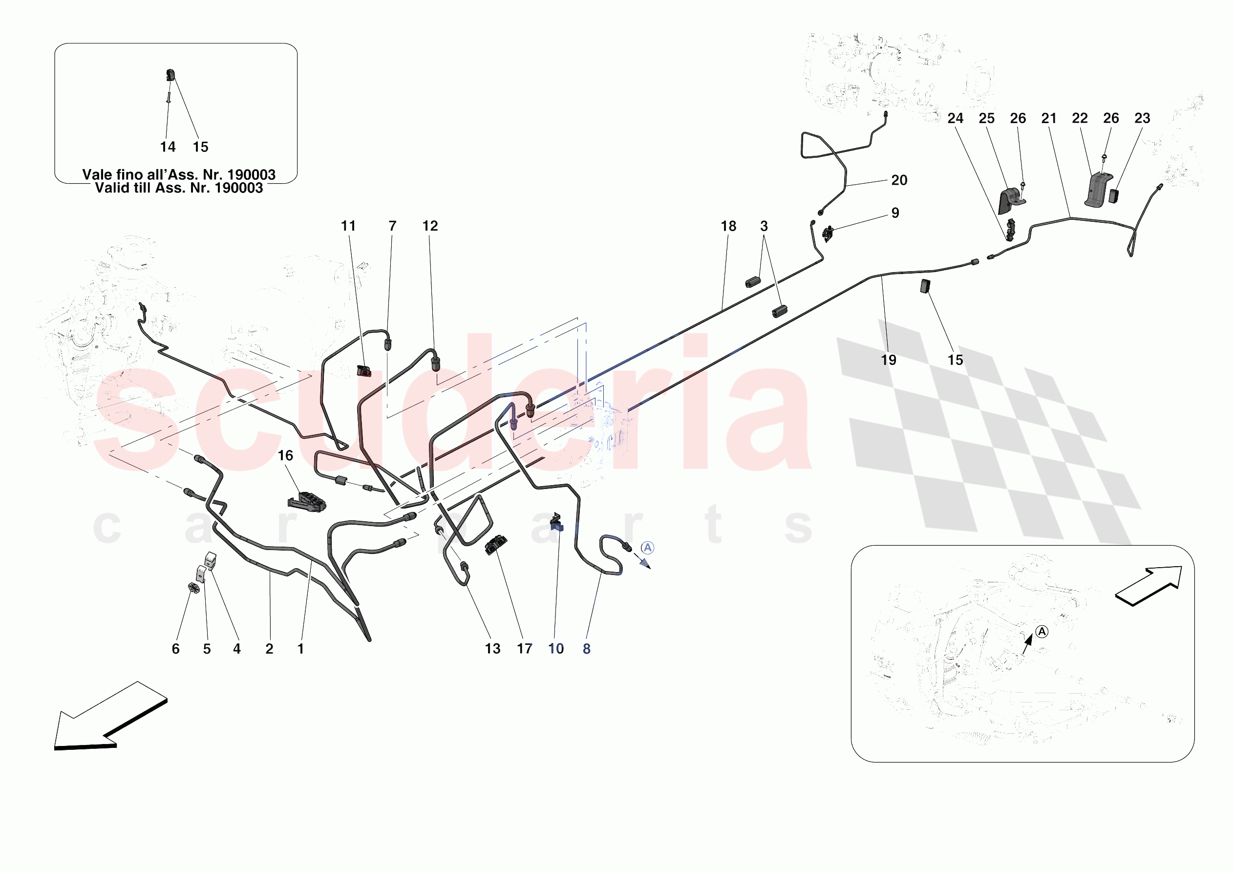 HYDRAULIC BRAKE CONTROL PIPES -APPLICABLE FOR RHD- of Ferrari Ferrari F8 Spider Europe