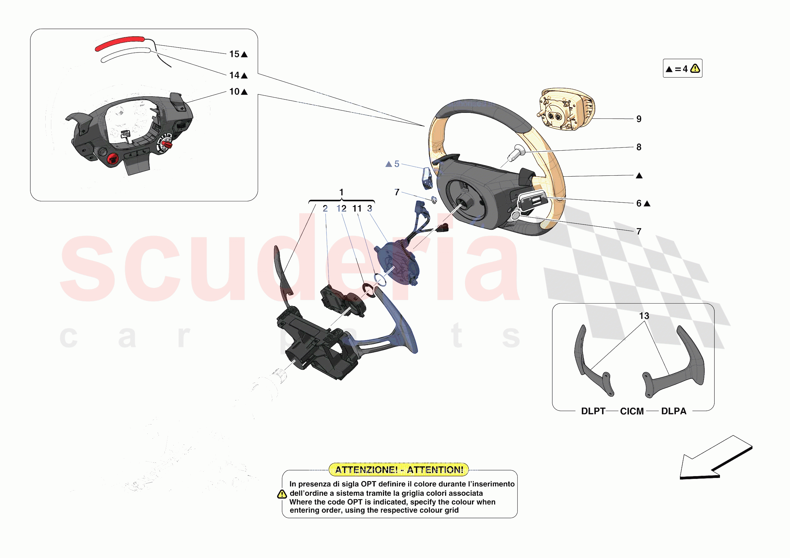 STEERING WHEEL AND STEERING SYSTEM - STEERING WHEEL AND AIRBAG of Ferrari Ferrari F8 Spider Europe RH
