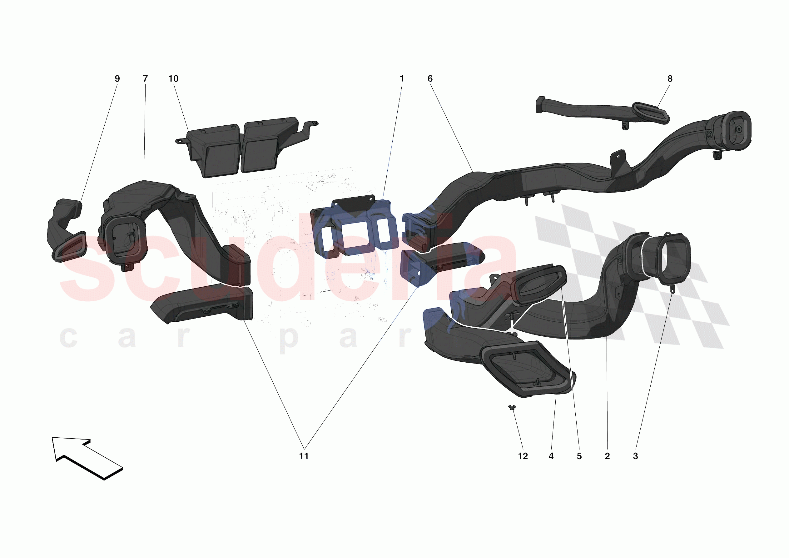 DASHBOARD - DUCTS -APPLICABLE FOR RHD- of Ferrari Ferrari F8 Spider Europe RH