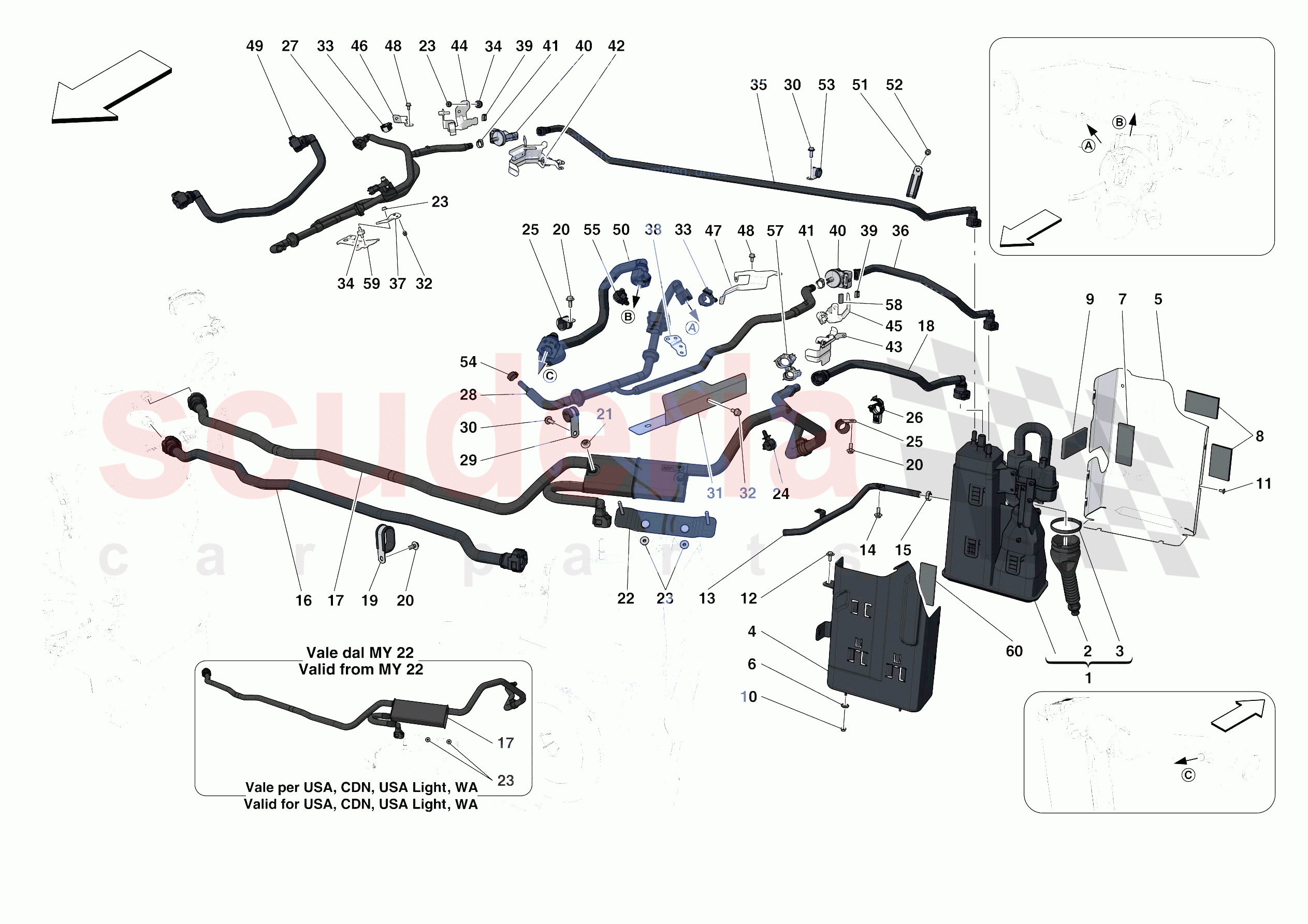 EVAPORATIVE EMISSIONS CONTROL SYSTEM of Ferrari Ferrari F8 Spider USA