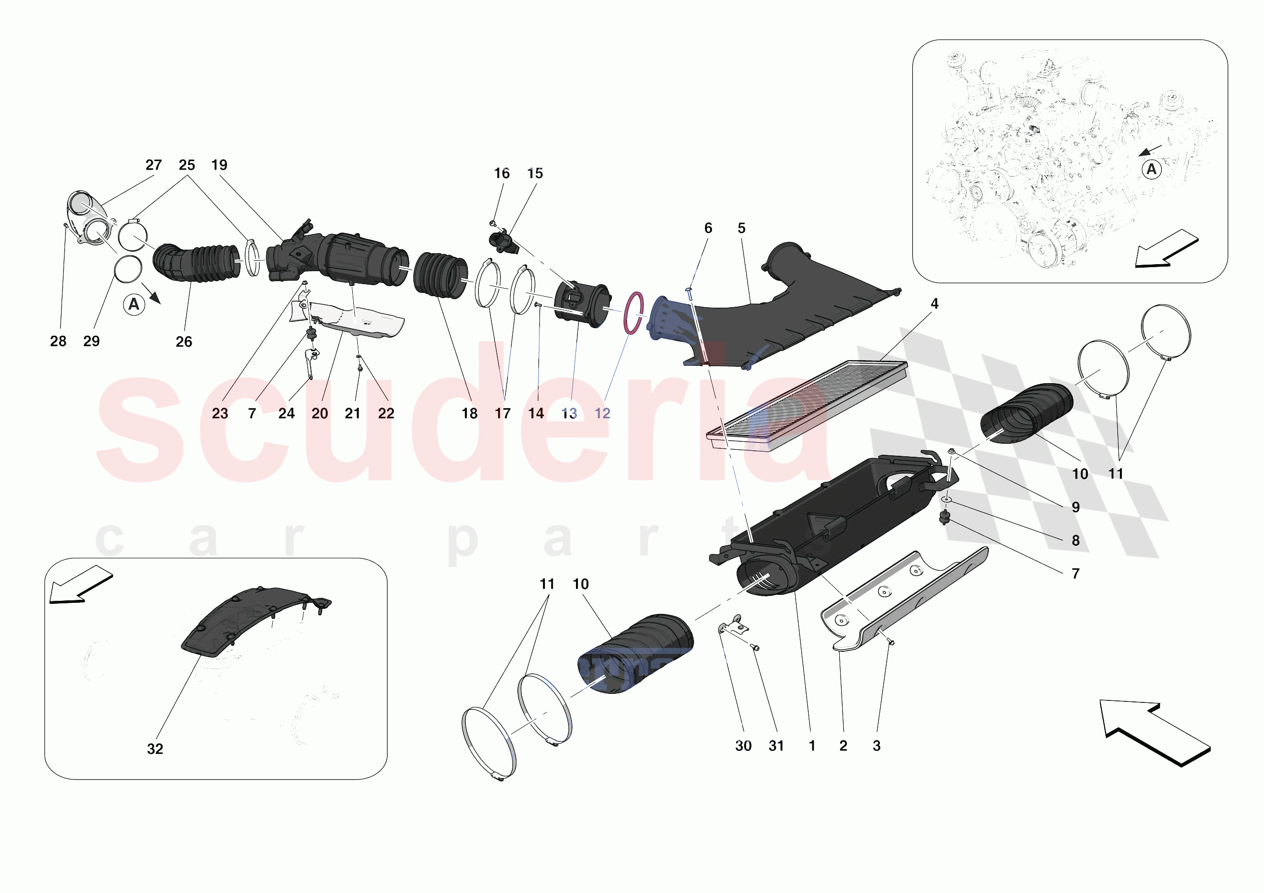 AIR FILTER, AIR INTAKE AND DUCTS of Ferrari Ferrari F8 Tributo Europe