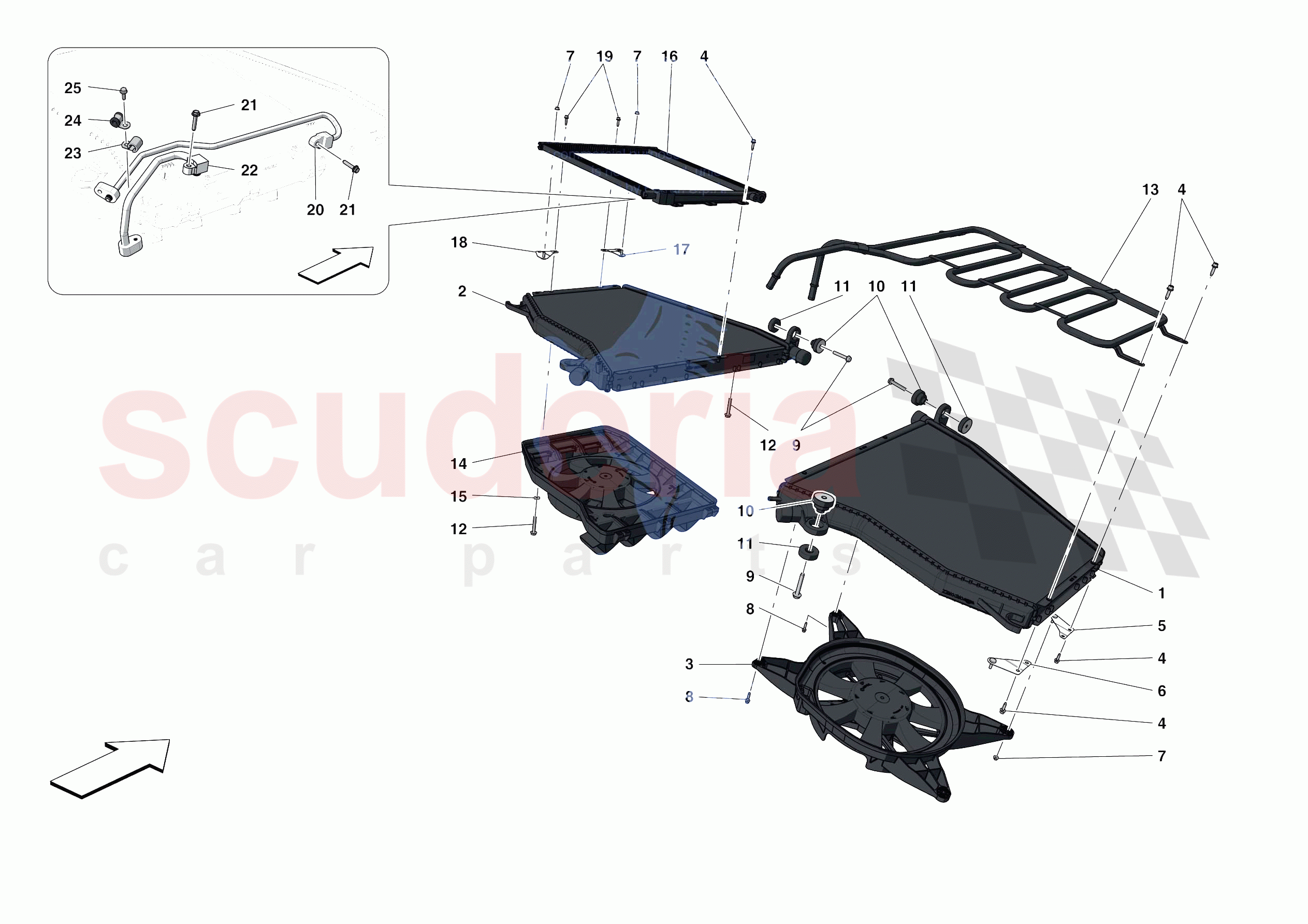 ENGINE COOLING SYSTEM RADIATORS of Ferrari Ferrari F8 Tributo Europe
