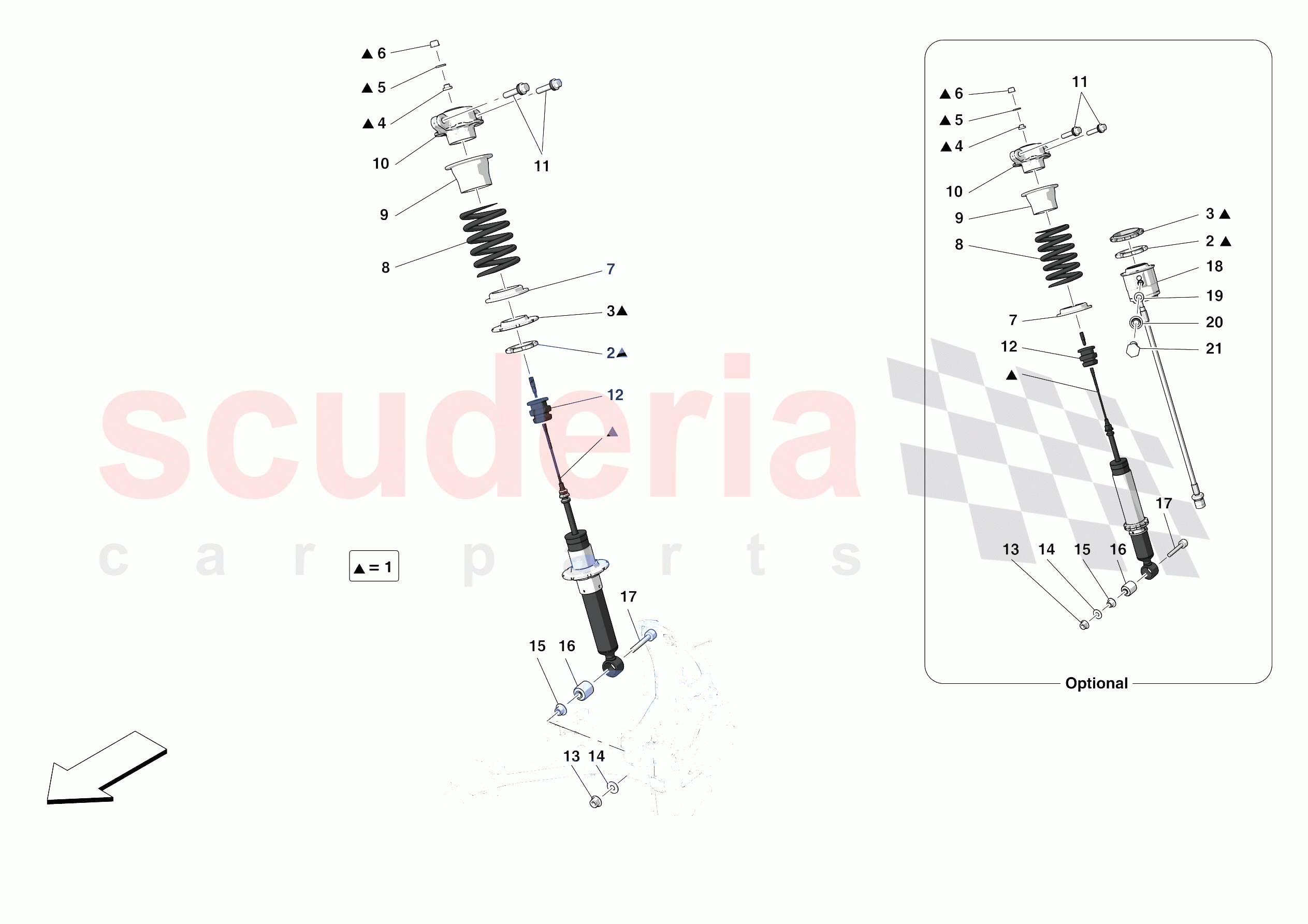 FRONT SUSPENSION - SHOCK ABSORBERS of Ferrari Ferrari F8 Tributo Europe
