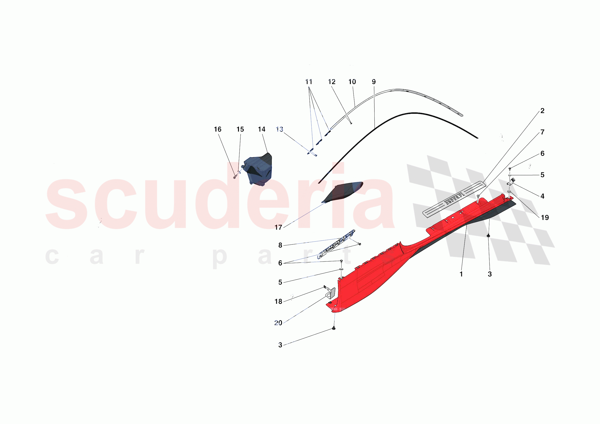 EXTERNAL LATERAL TRIM of Ferrari Ferrari F8 Tributo Europe