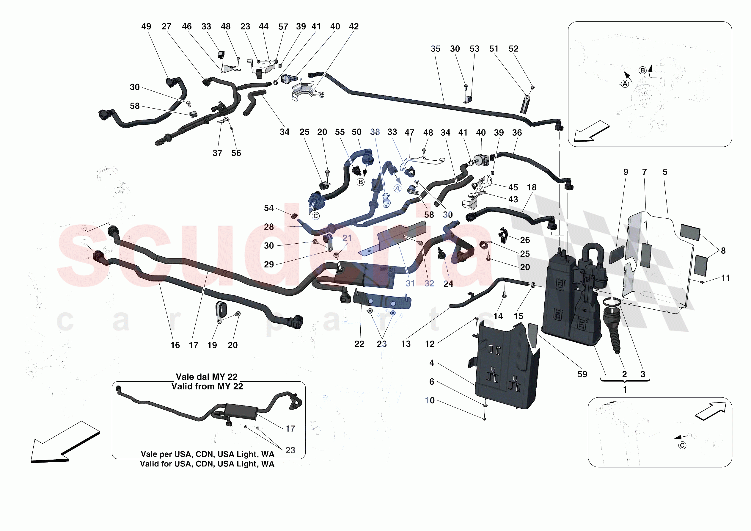 EVAPORATIVE EMISSIONS CONTROL SYSTEM of Ferrari Ferrari F8 Tributo Europe RH