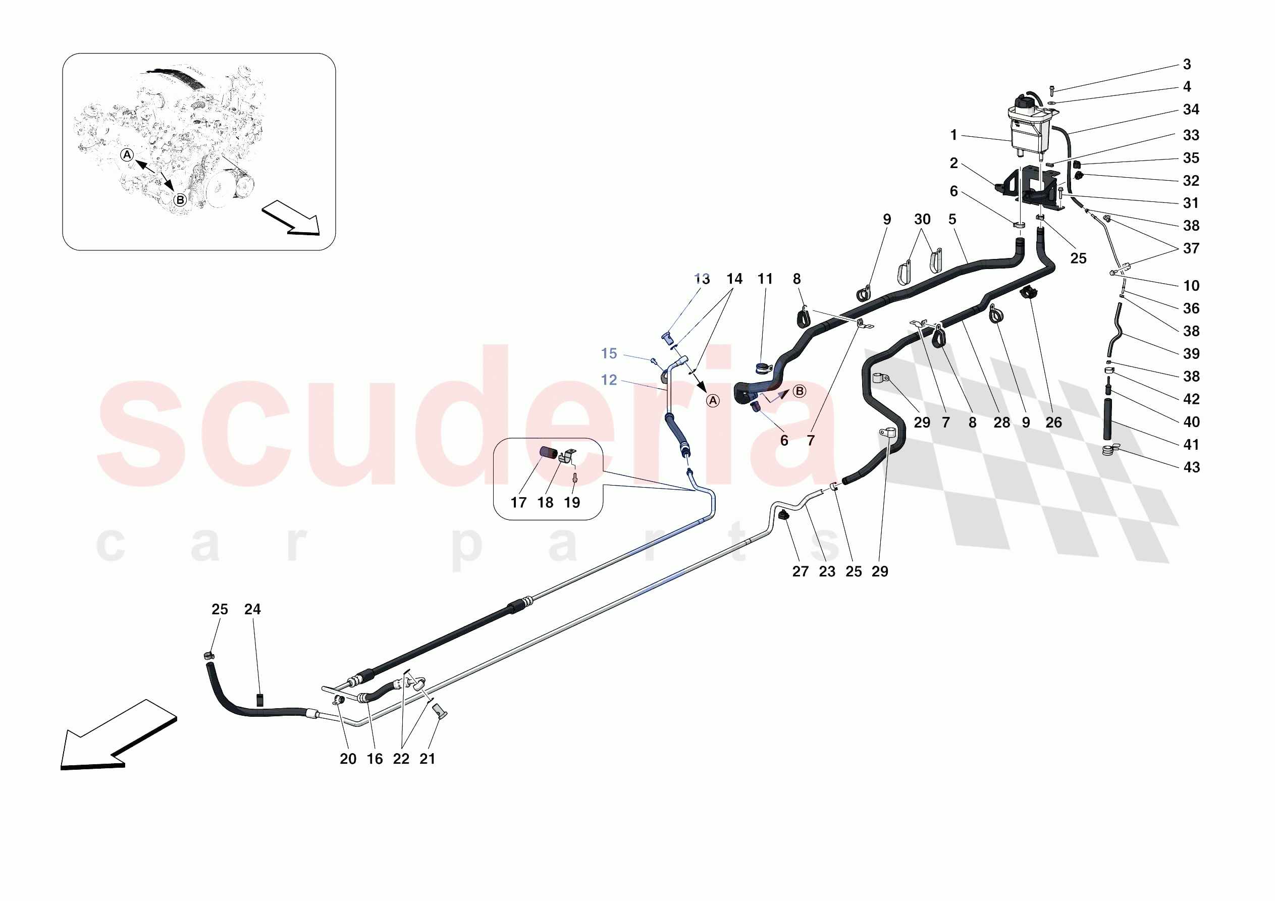 STEERING BOX PIPES of Ferrari Ferrari F8 Tributo Europe RH