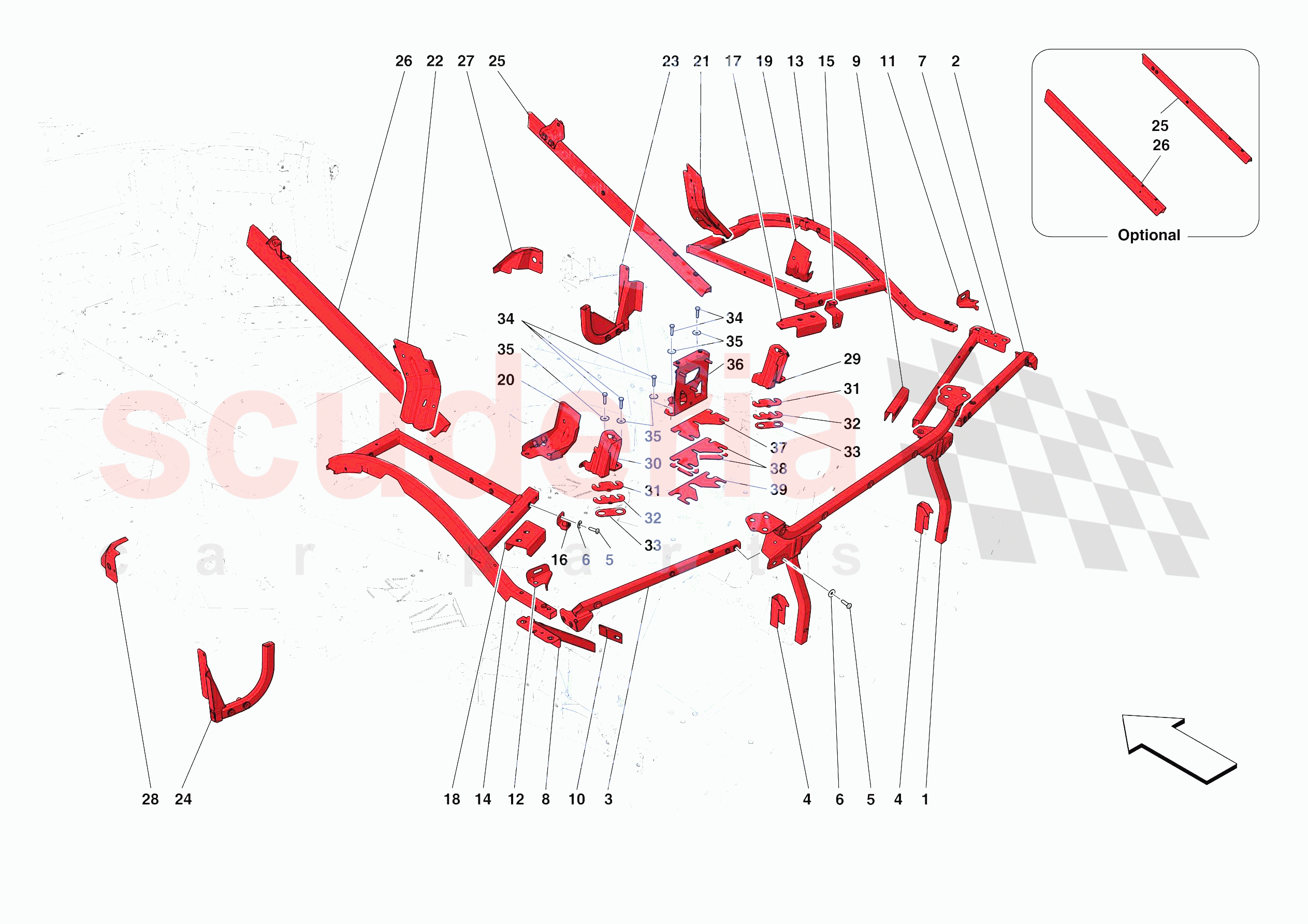 REAR SUBSTRUCTURE of Ferrari Ferrari F8 Tributo Europe RH