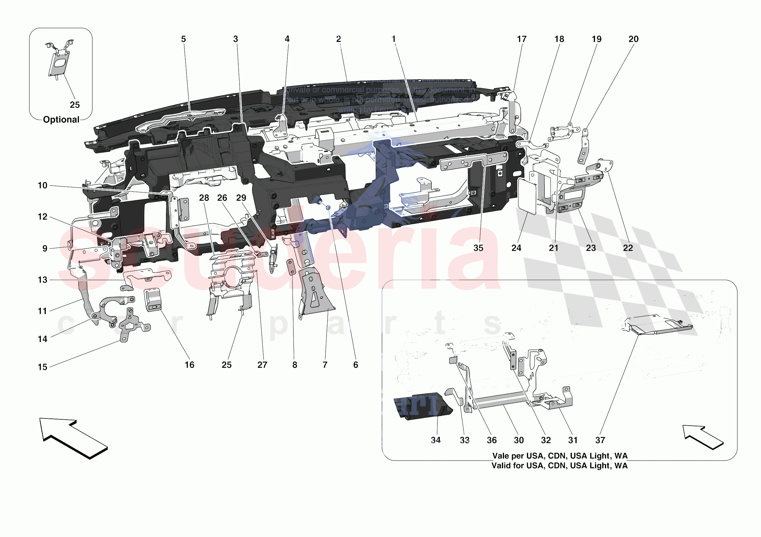 DASHBOARD - SUBSTRUCTURE -NOT FOR RHD- of Ferrari Ferrari F8 Tributo Europe RH