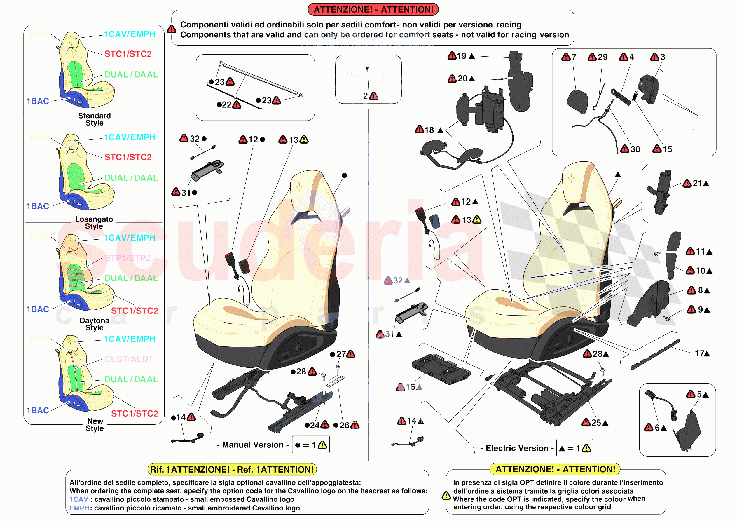 FRONT SEATS - SEATS AND GUIDE RAILS of Ferrari Ferrari F8 Tributo Europe RH