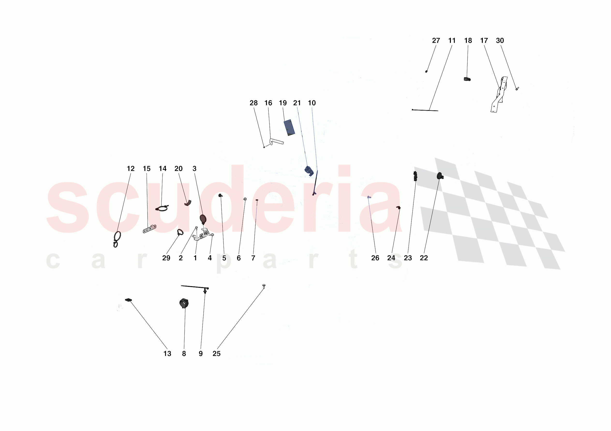 VARIOUS FASTENINGS FOR THE ELECTRICAL SYSTEM of Ferrari Ferrari F8 Tributo Europe RH