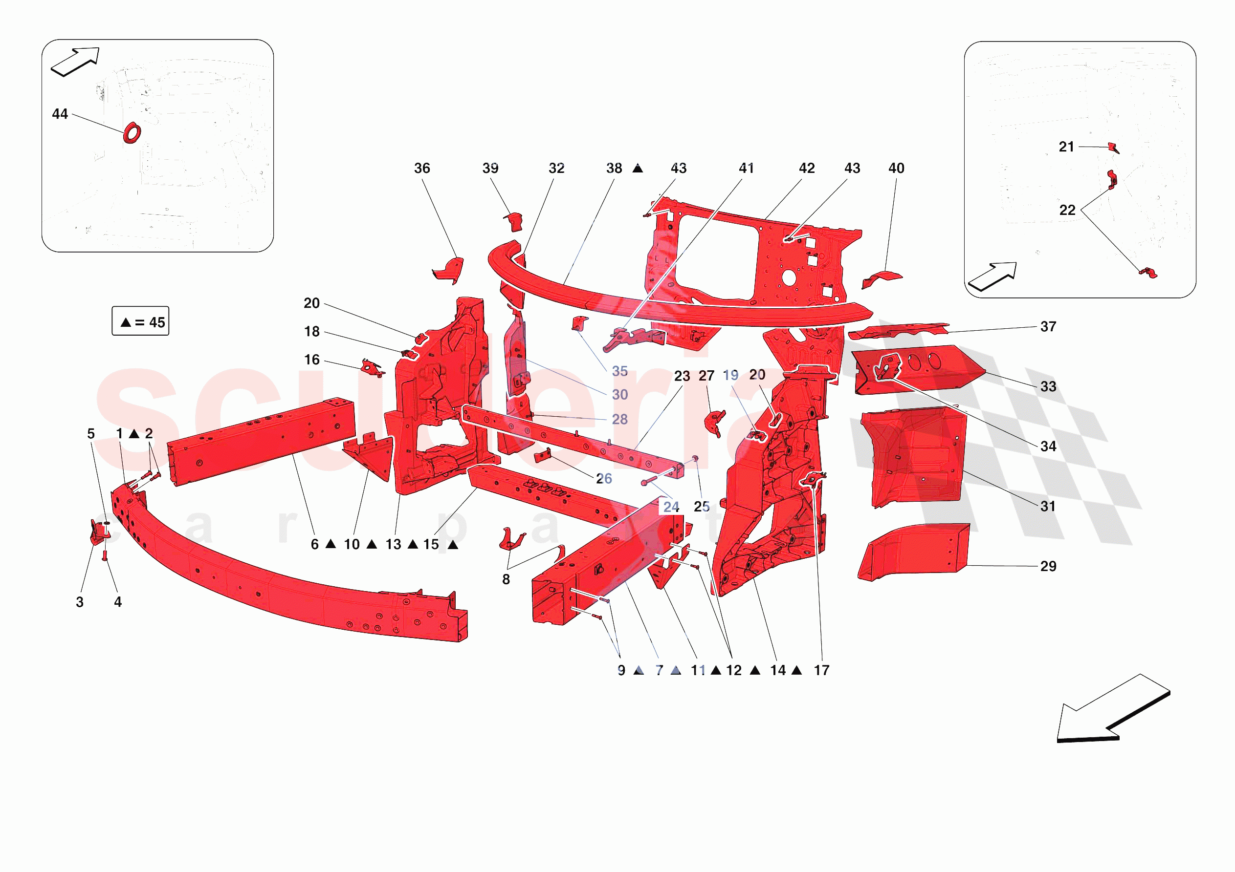 STRUCTURES AND ELEMENTS, FRONT OF VEHICLE of Ferrari Ferrari F8 Tributo USA