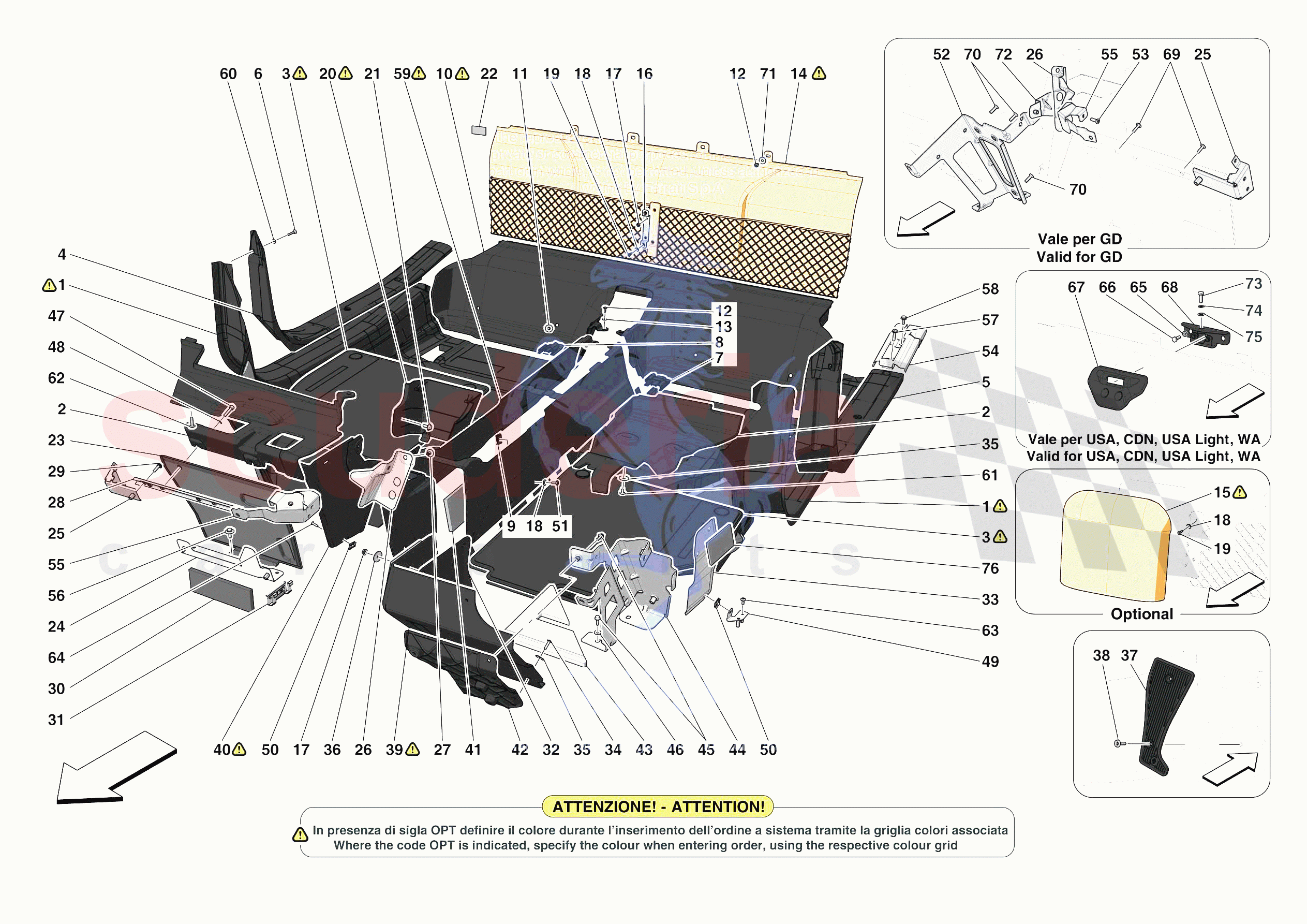 PASSENGER COMPARTMENT MATS of Ferrari Ferrari F8 Tributo USA