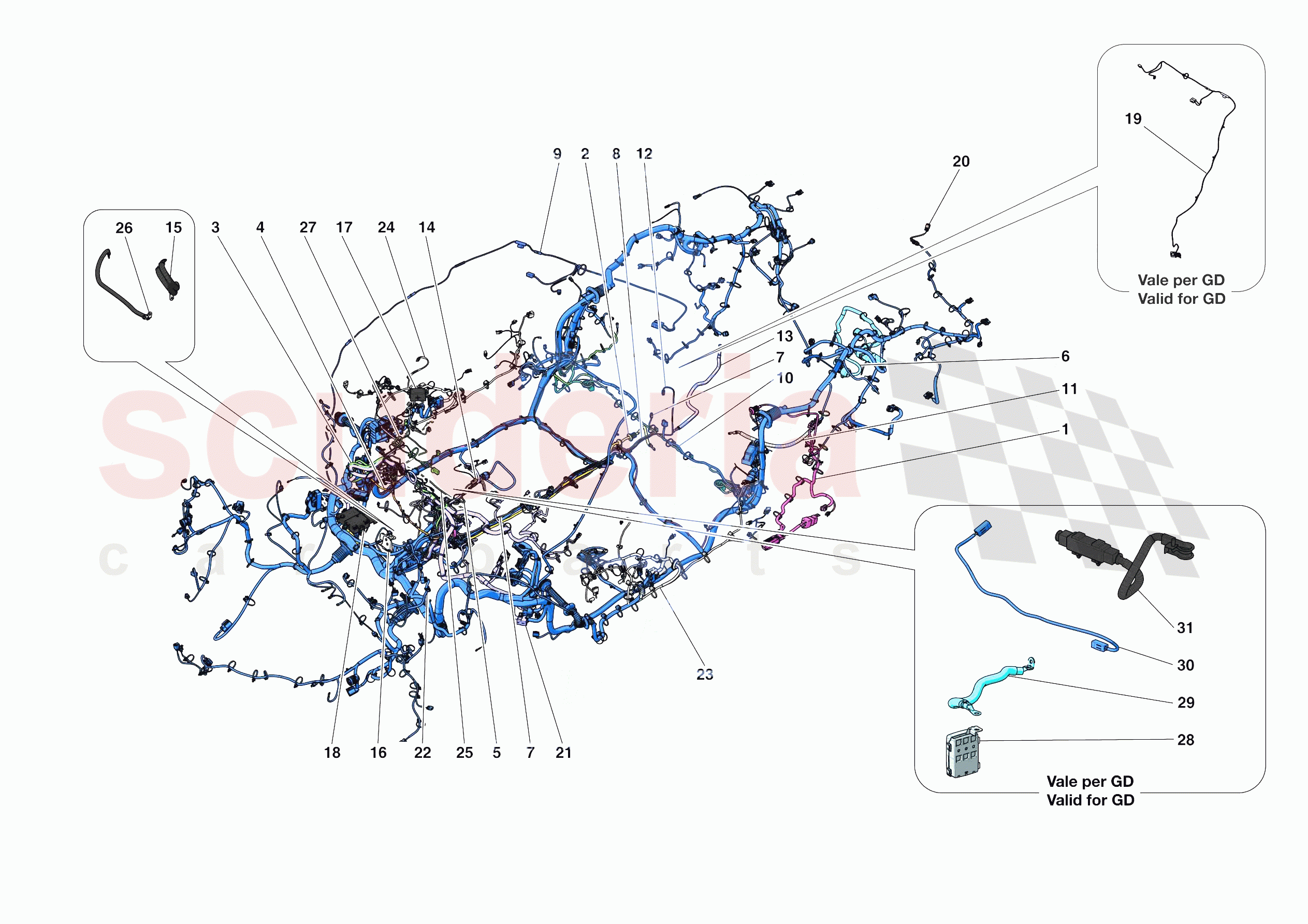 LOW VOLTAGE WIRING HARNESSES of Ferrari Ferrari F8 Tributo USA