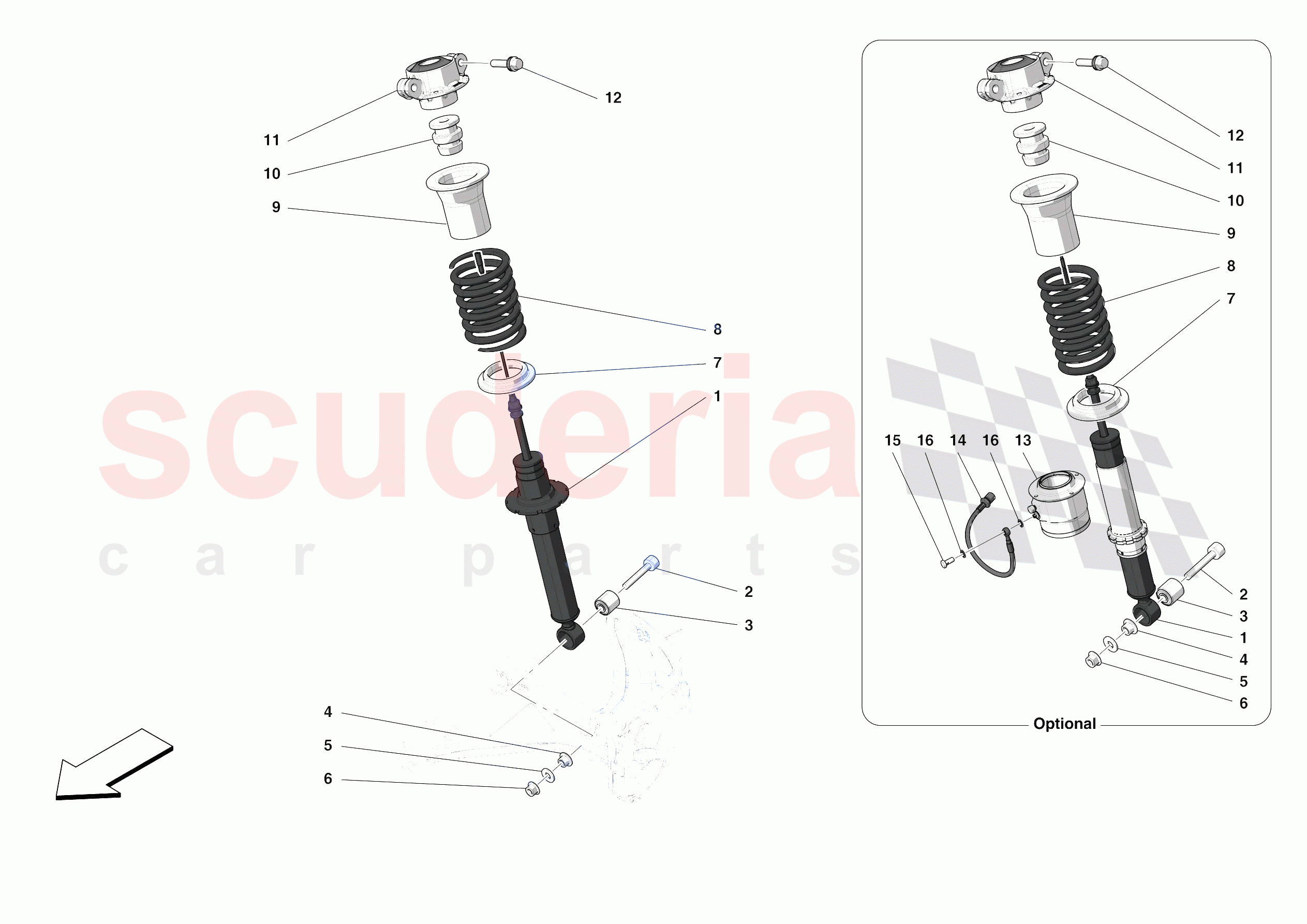 FRONT SUSPENSION - SHOCK ABSORBERS of Ferrari Ferrari Monza SPA1 Europe