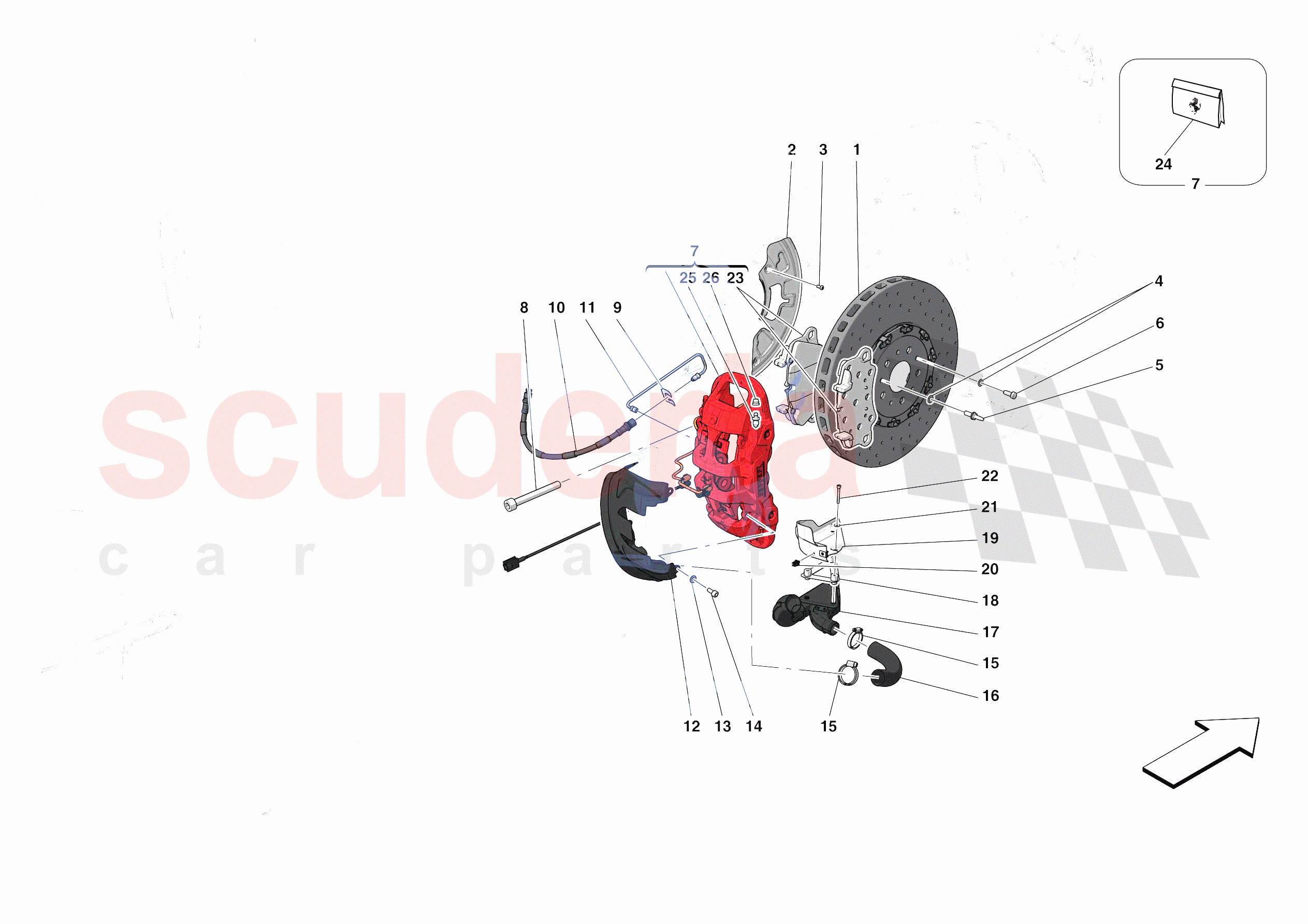 FRONT SUSPENSION - CALLIPERS AND DISCS of Ferrari Ferrari Monza SPA1 Europe