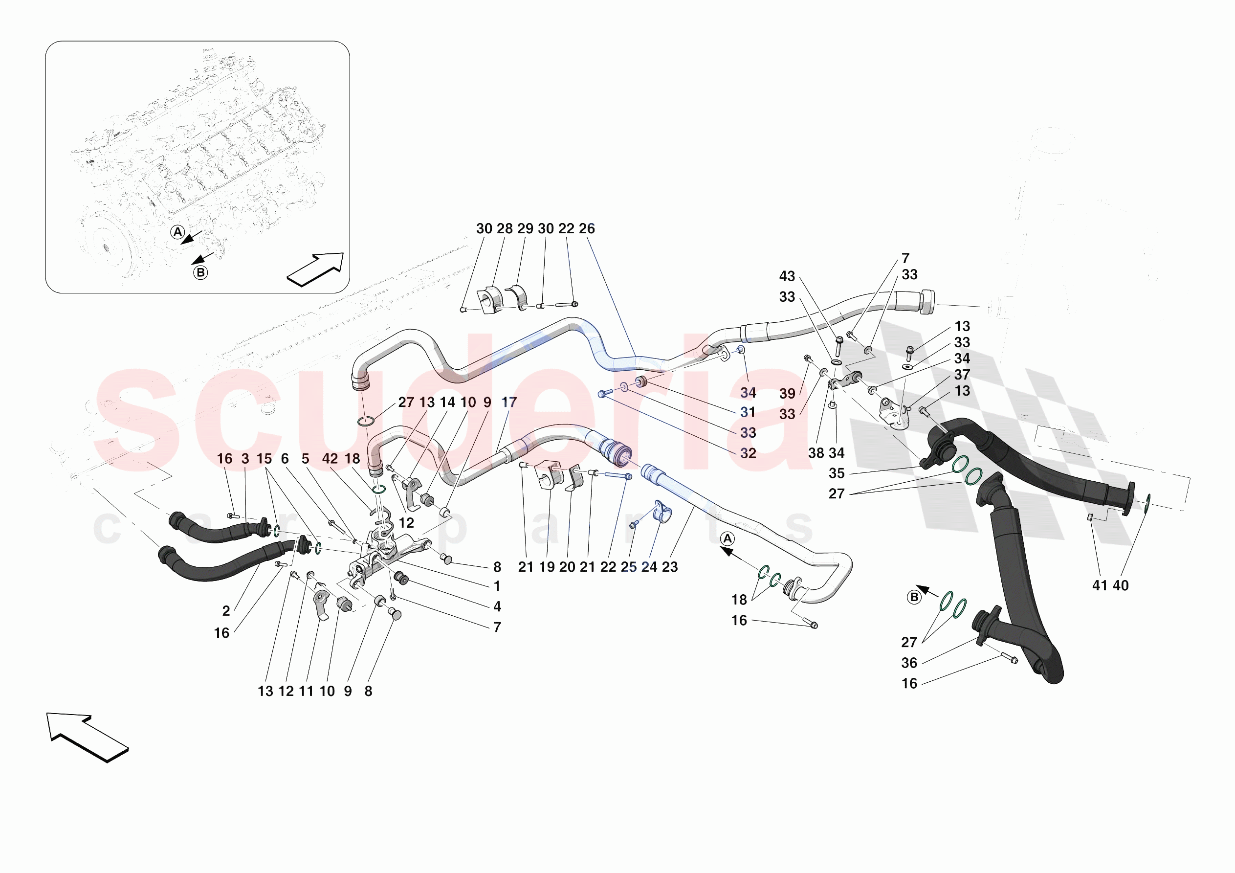 OIL PIPES AND ENGINE OIL LEVEL SENSOR of Ferrari Ferrari Monza SPA2 Europe
