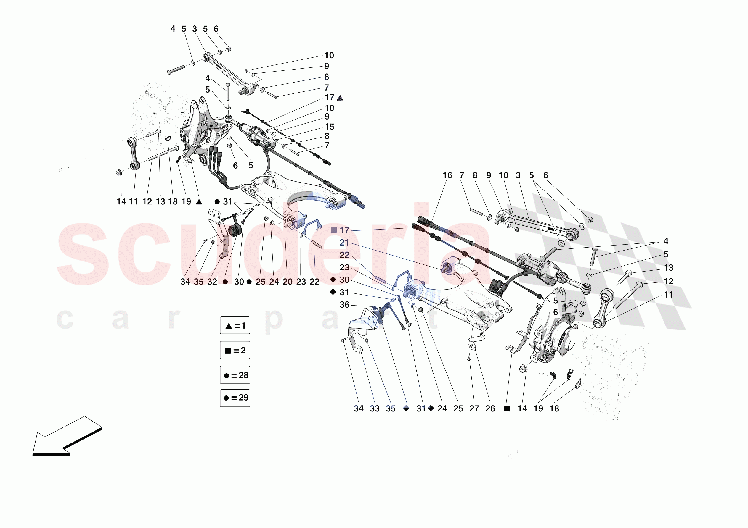 REAR SUSPENSION - ARMS of Ferrari Ferrari Monza SPA2 Europe