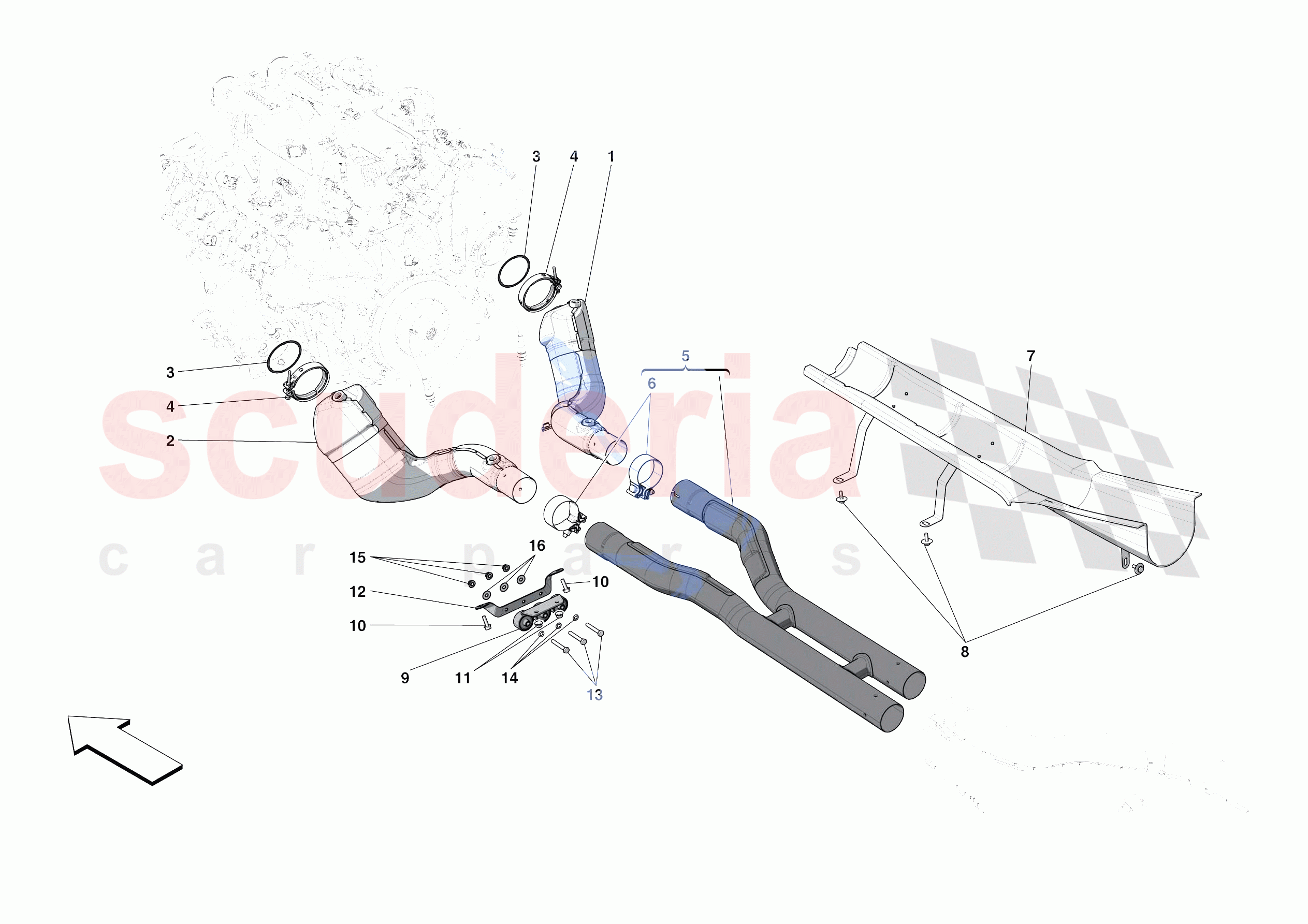 EXHAUST SYSTEM - FRONT SECTION of Ferrari Ferrari Portofino Europe