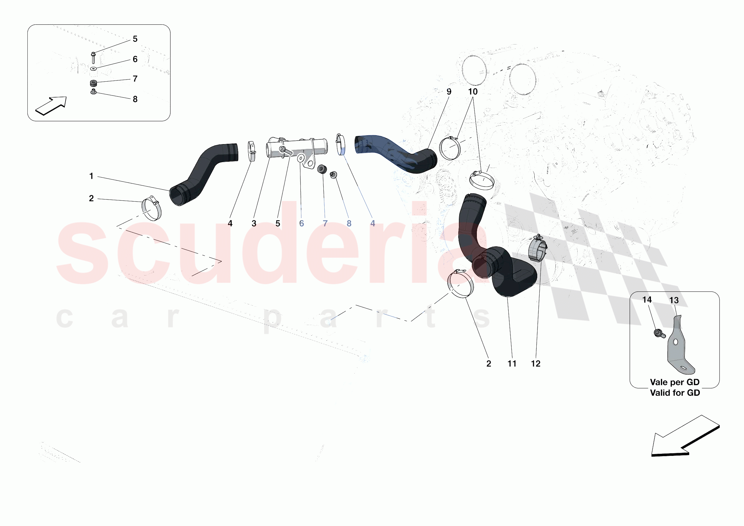 COOLING SYSTEM PIPES of Ferrari Ferrari Portofino Europe RH