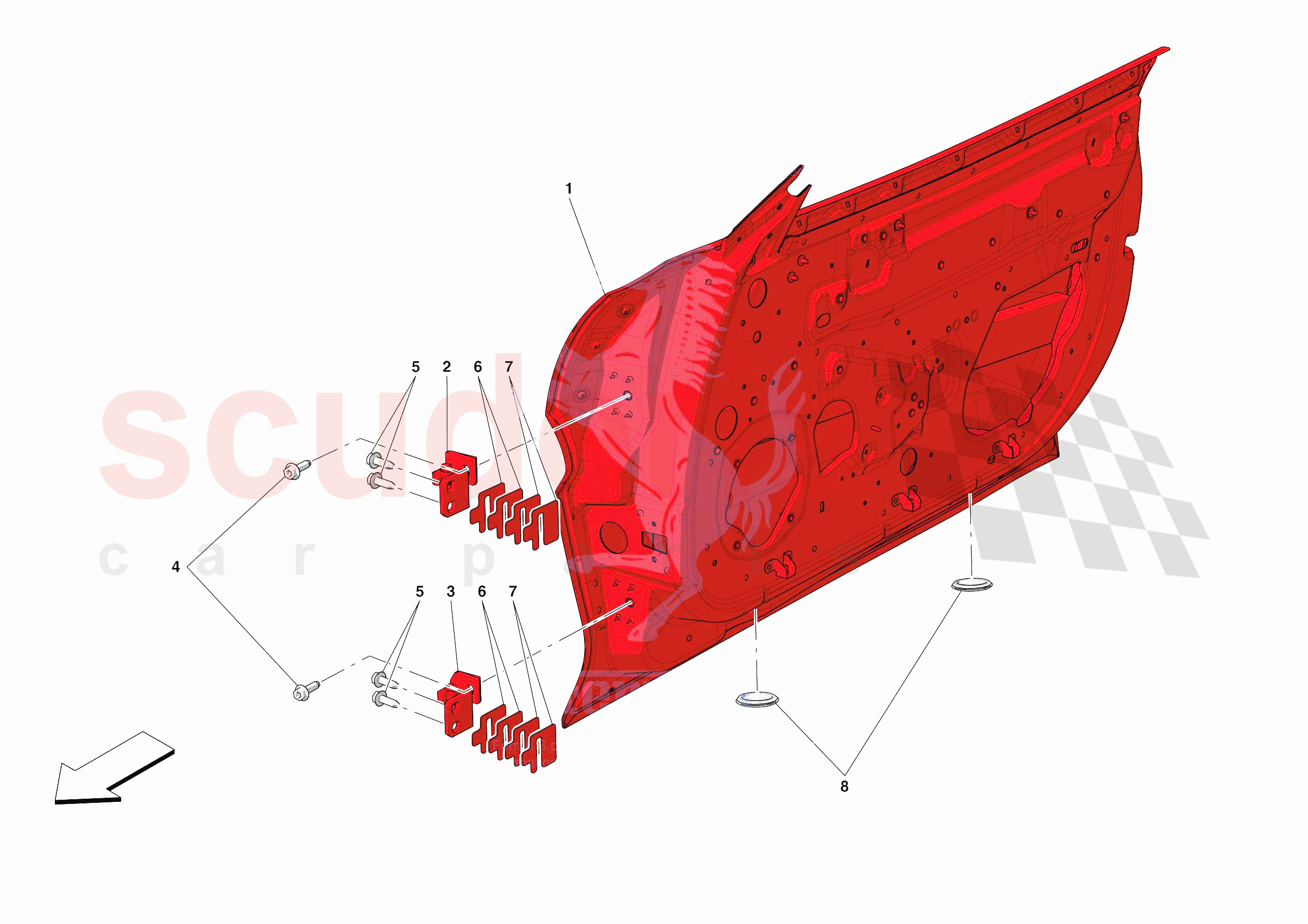 FRONT DOOR SUBSTRUCTURE of Ferrari Ferrari Portofino Europe RH