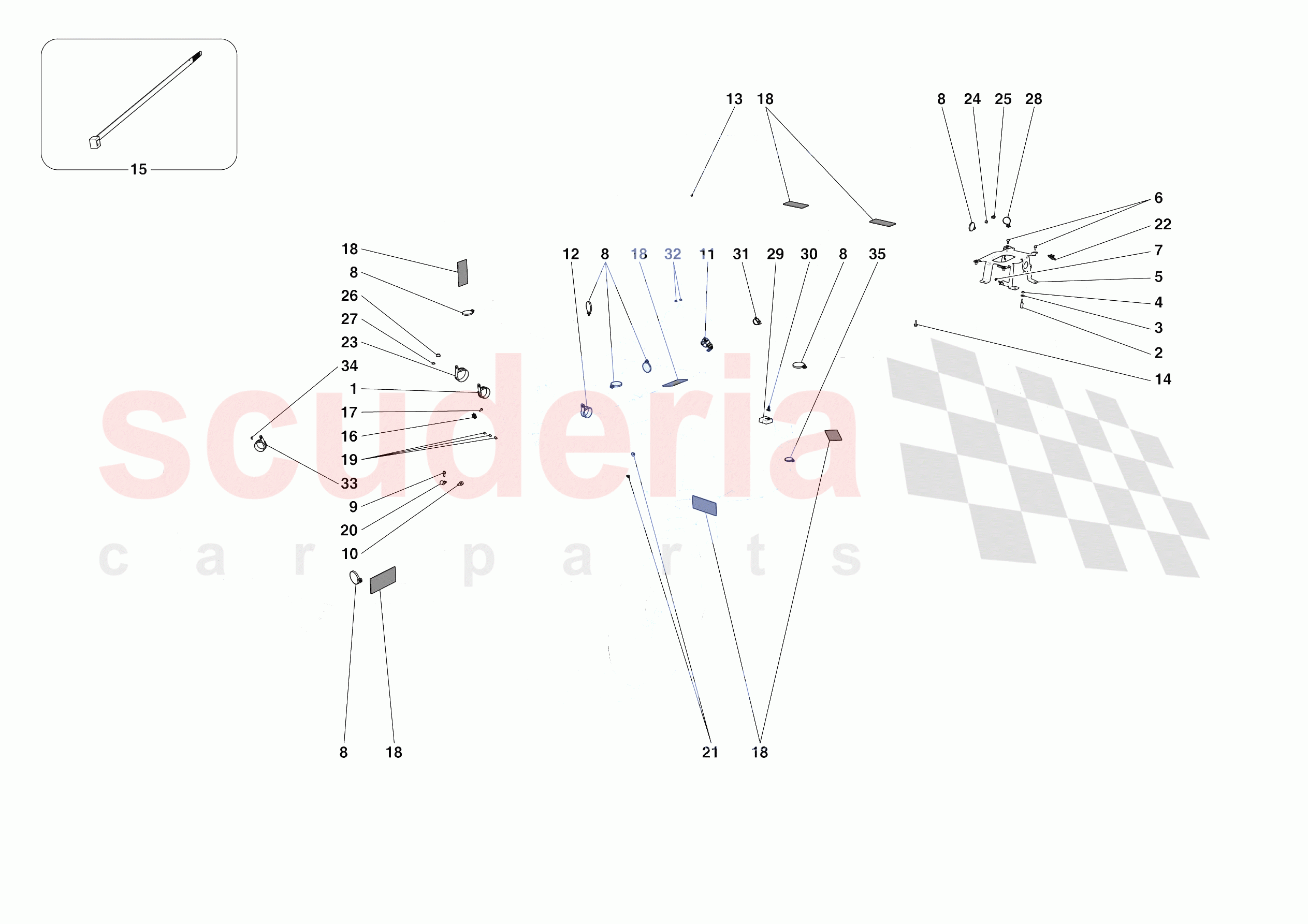 VARIOUS FASTENINGS FOR THE ELECTRICAL SYSTEM of Ferrari Ferrari Portofino M Europe