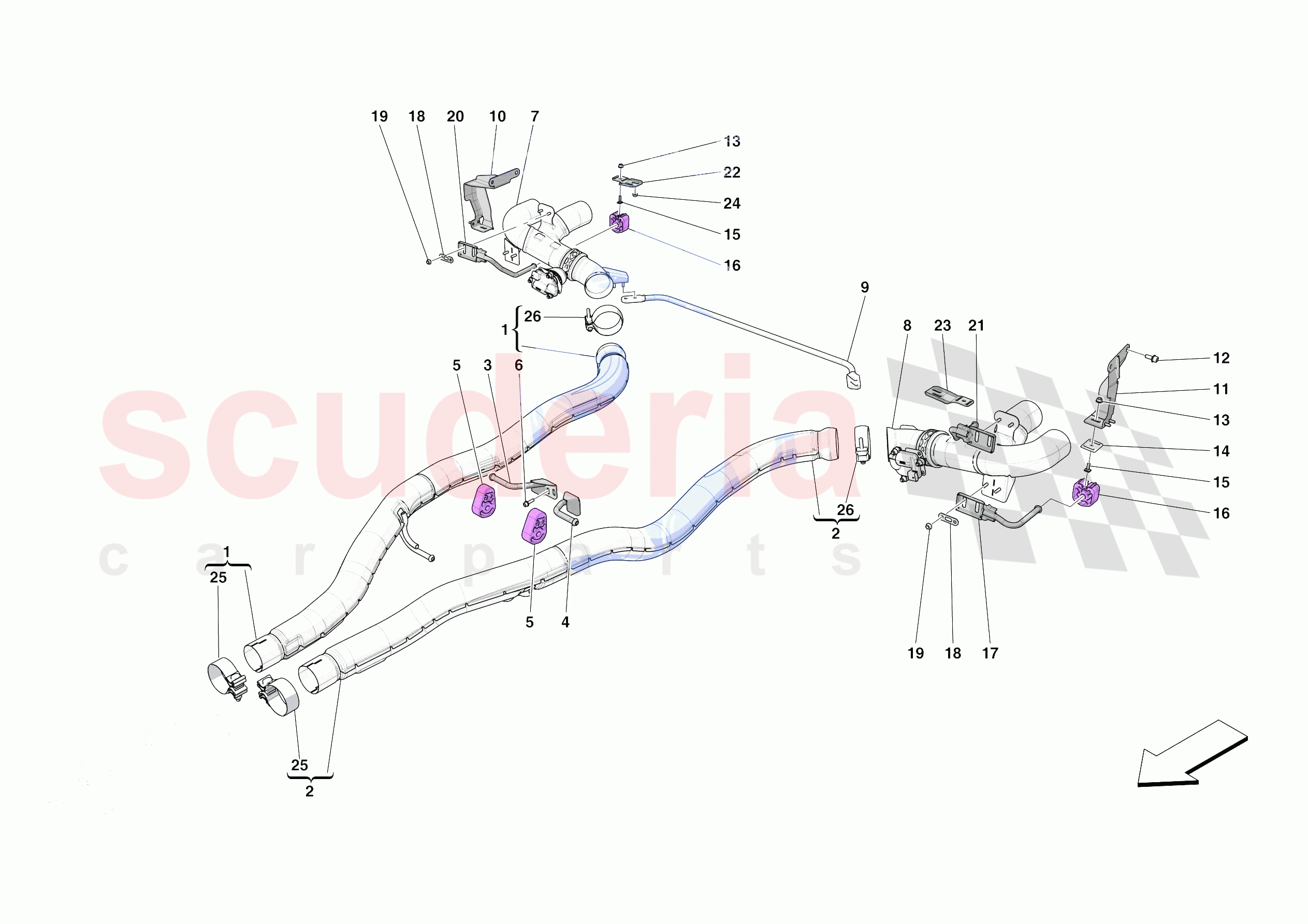 EXHAUST SYSTEM - REAR of Ferrari Ferrari Portofino M Europe RH