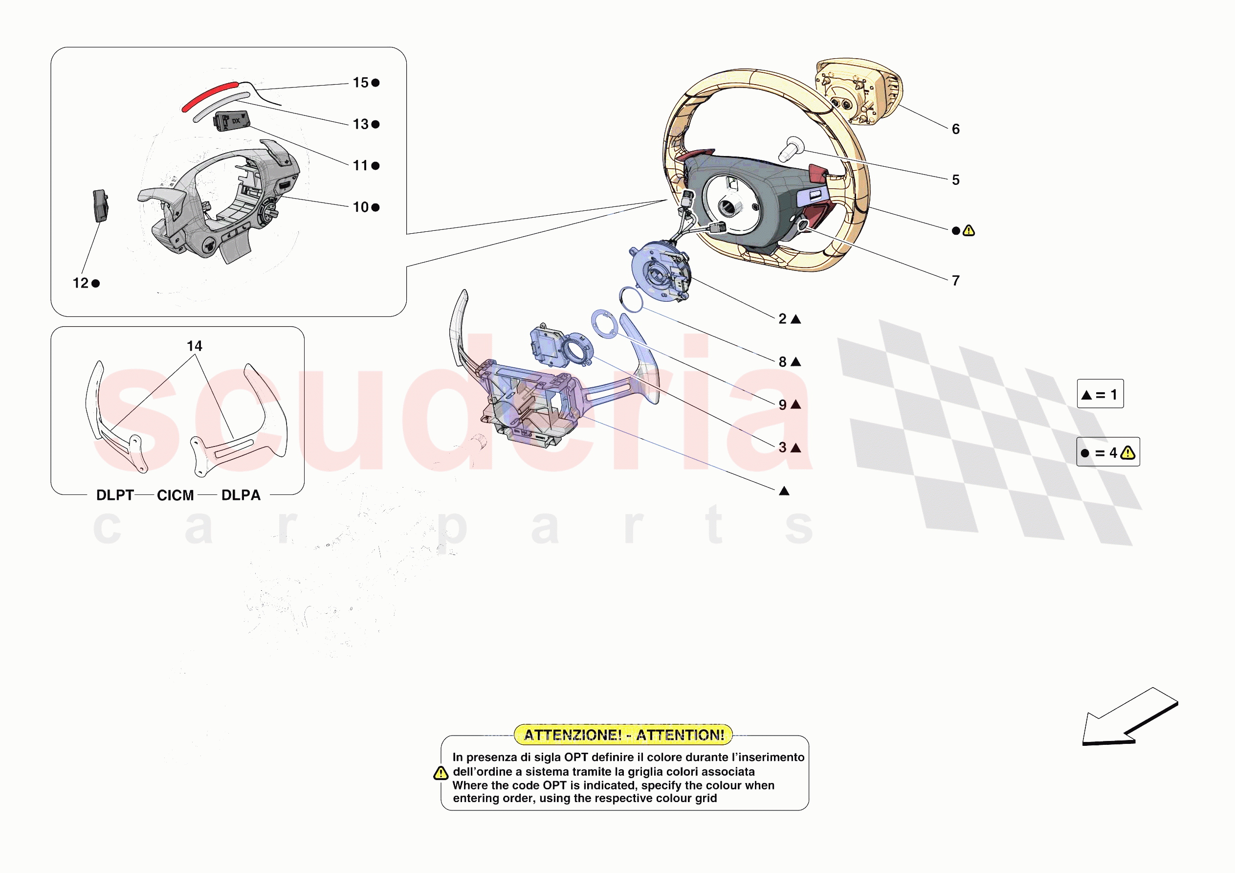 STEERING WHEEL AND STEERING SYSTEM - STEERING WHEEL AND AIRBAG of Ferrari Ferrari Portofino M Europe RH