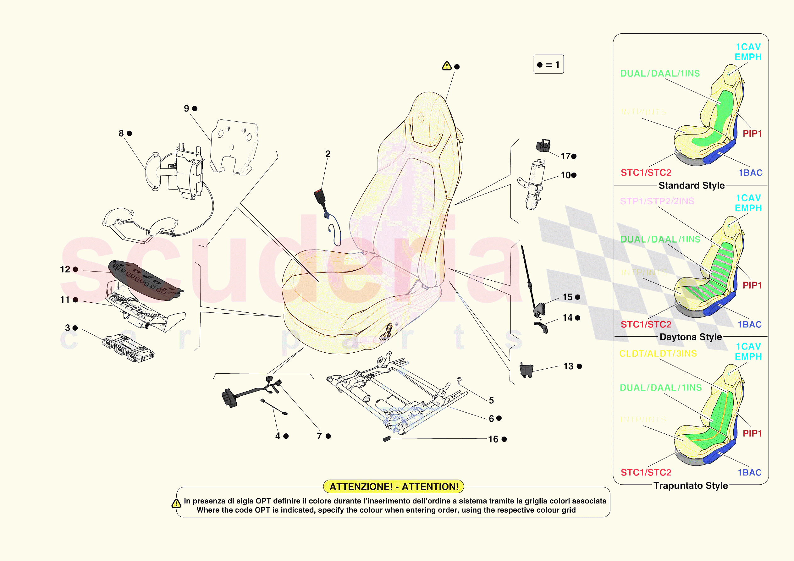 FRONT SEATS - SEATS AND GUIDES of Ferrari Ferrari Portofino M Europe RH