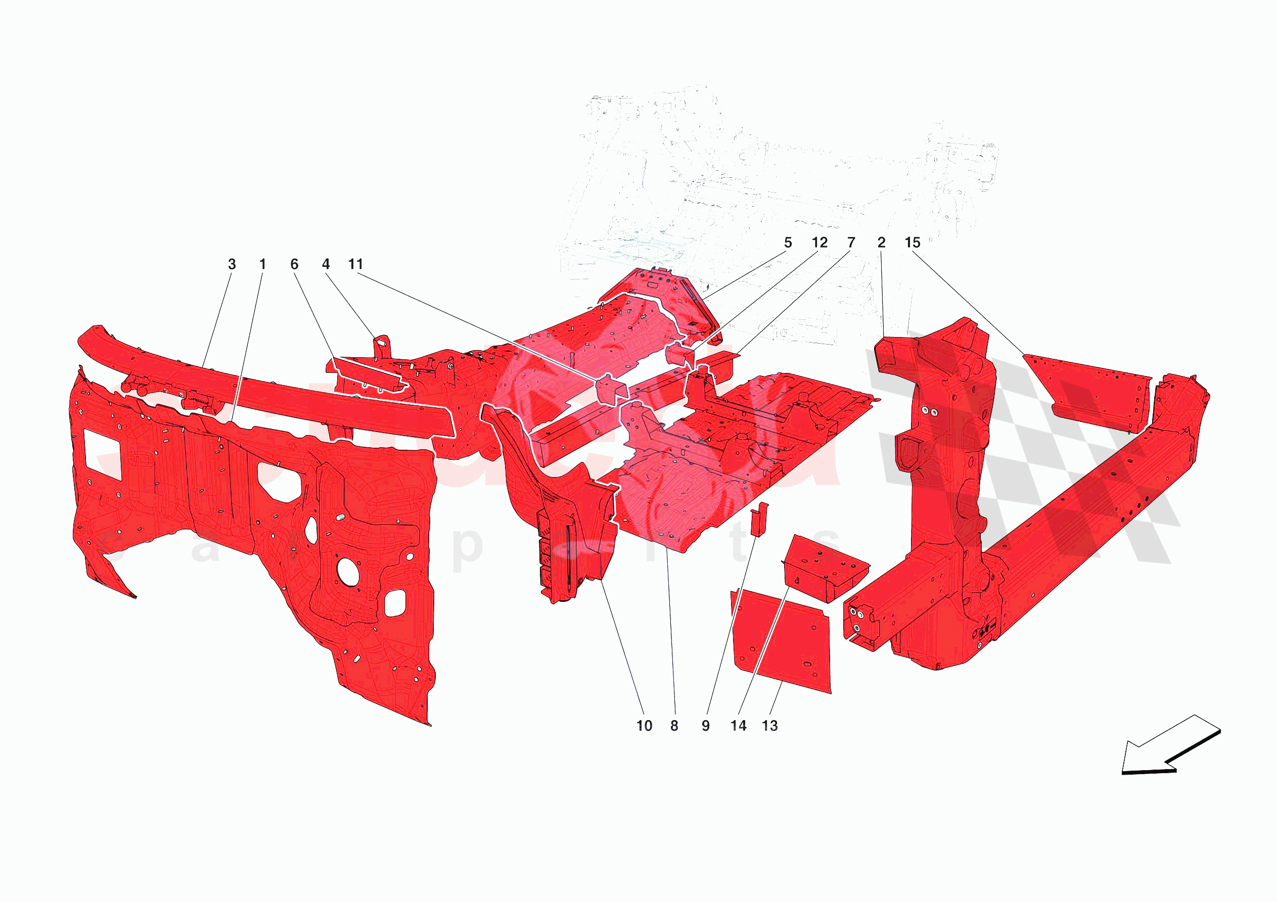 STRUCTURES AND ELEMENTS, CENTRE OF VEHICLE of Ferrari Ferrari Purosangue Europe