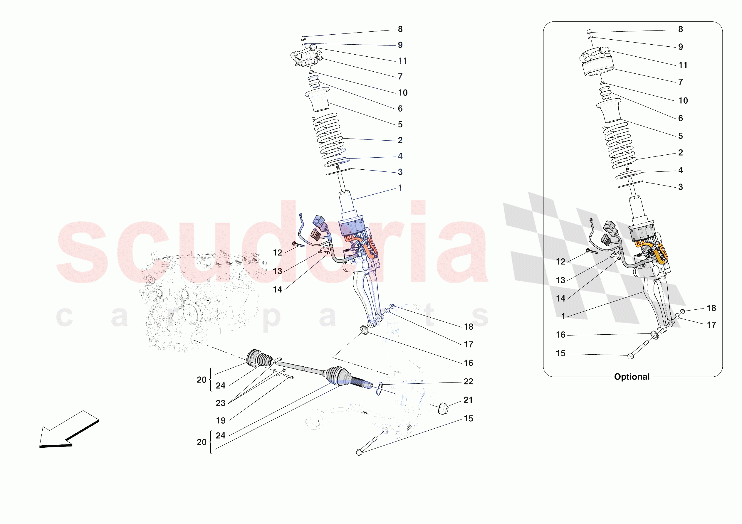FRONT SUSPENSION - SHOCK ABSORBERS of Ferrari Ferrari Purosangue Europe RH
