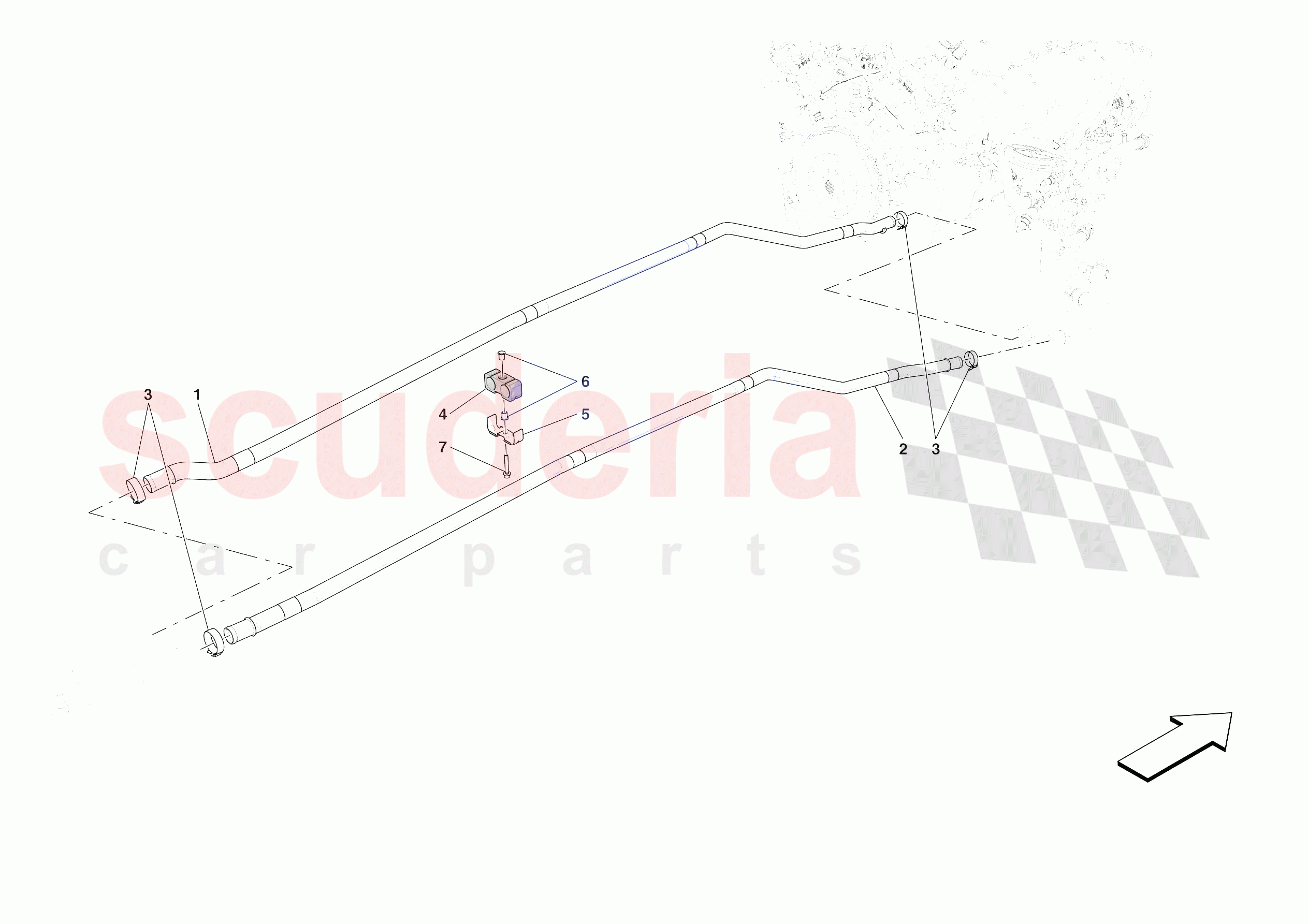 GEARBOX OIL HEAT EXCHANGER AND PIPES - FRONT-UNDERBODY PIPES of Ferrari Ferrari Purosangue USA