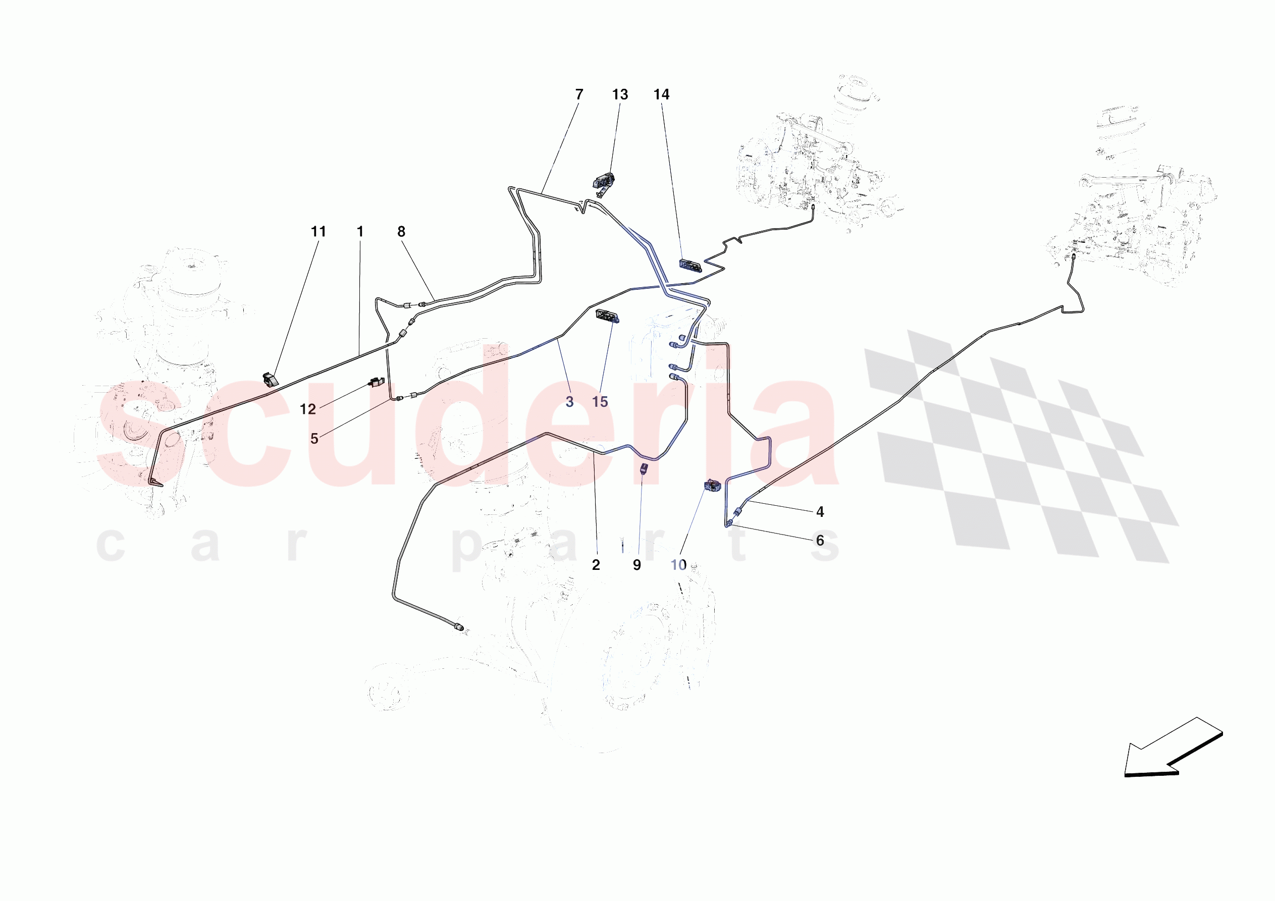 HYDRAULIC BRAKE CONTROL PIPES -NOT FOR RHD- of Ferrari Ferrari Purosangue USA